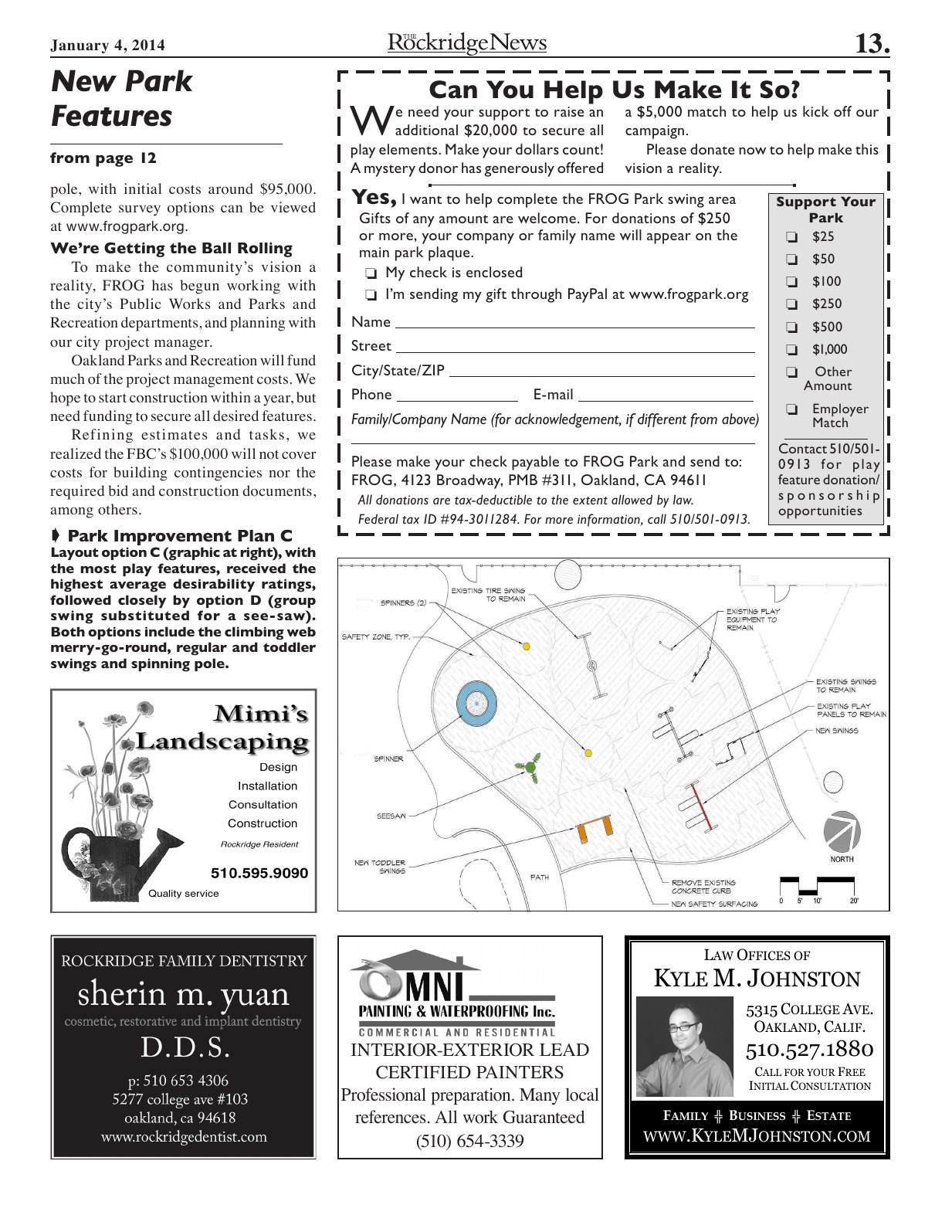 Click to zoom in The Rockridge News, January 2014, page 13