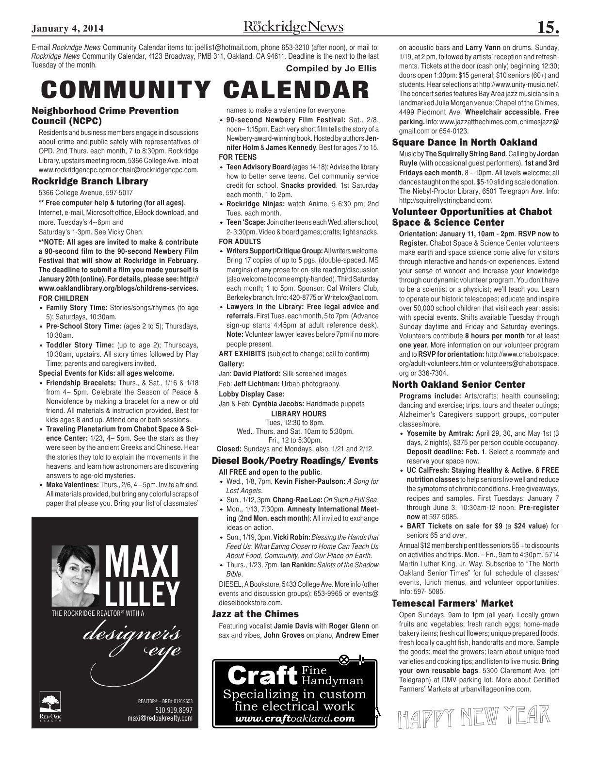 Click to zoom in The Rockridge News, January 2014, page 15