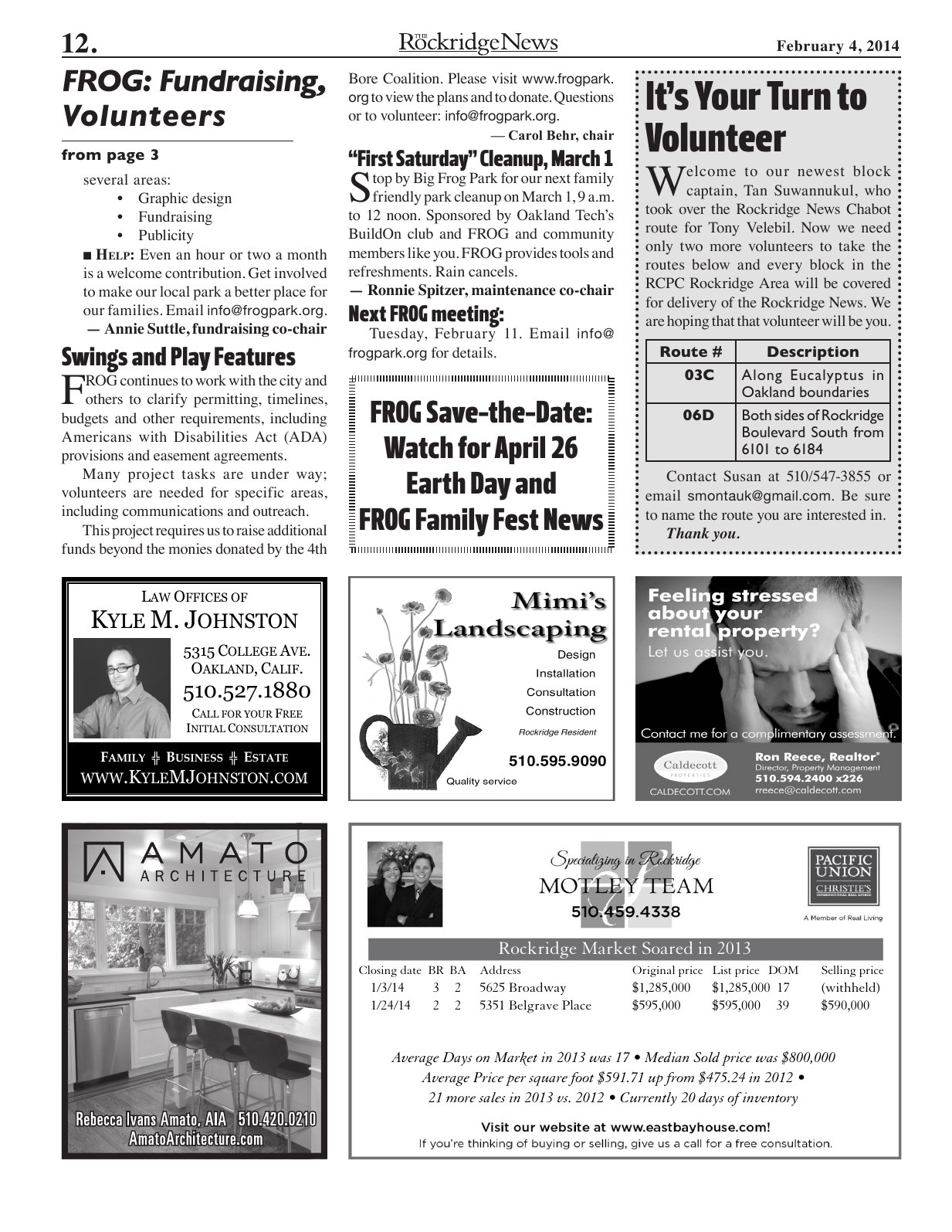 Click to zoom in The Rockridge News, February 2014, page 12