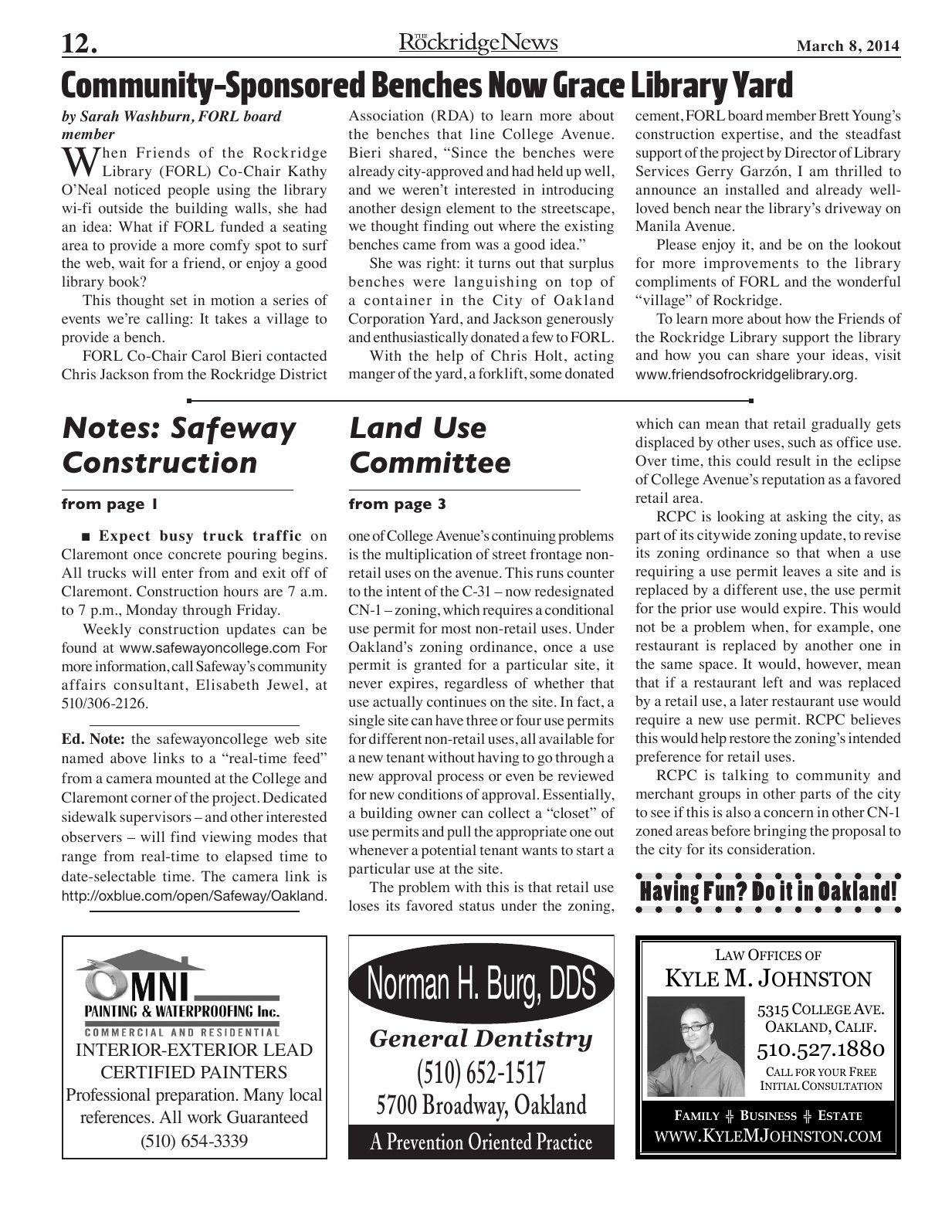 Click to zoom in The Rockridge News, March 2014, page 12
