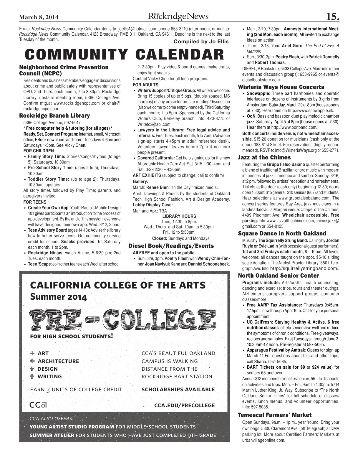 Click to zoom in The Rockridge News, March 2014, page 15