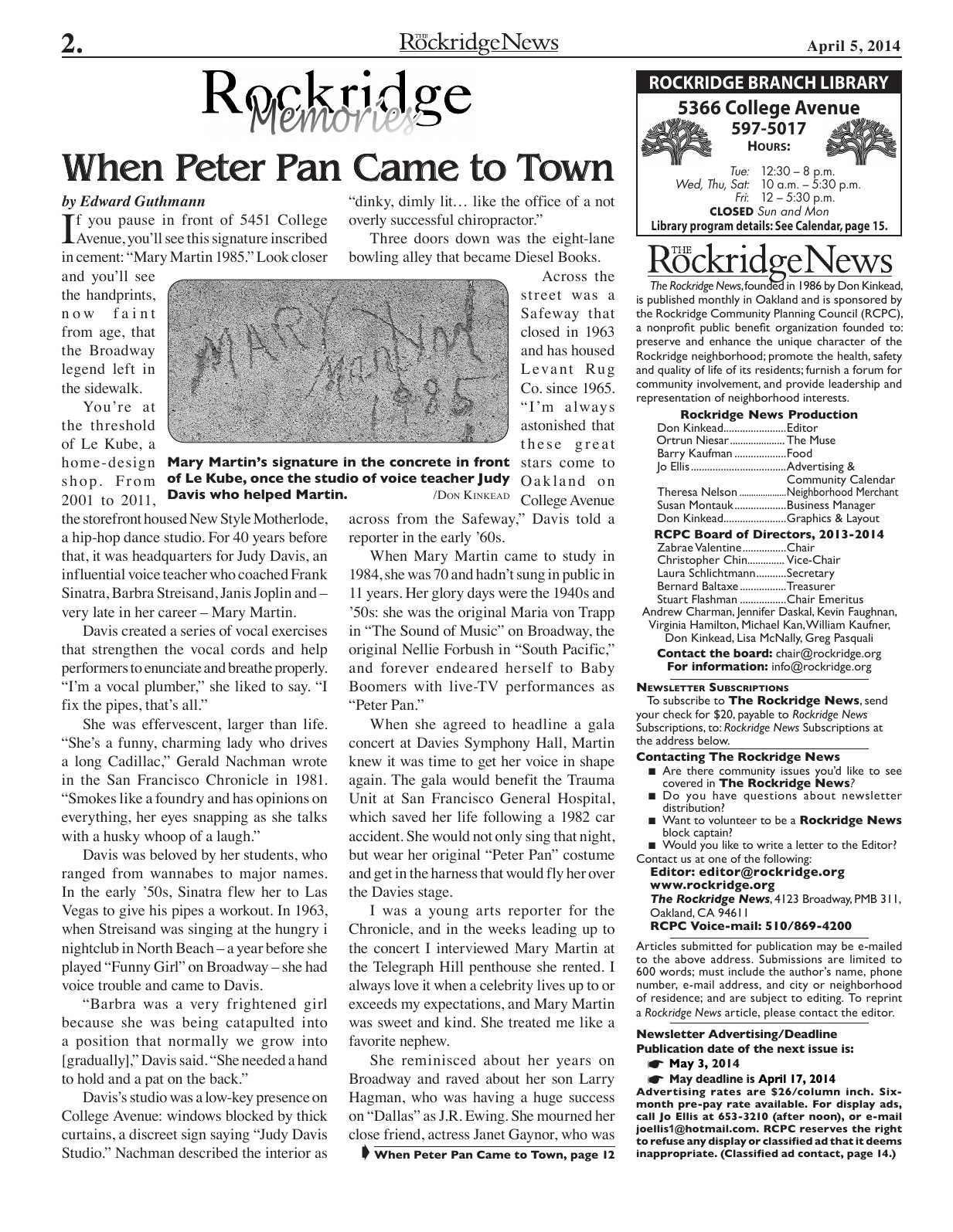 The Rockridge News, April 2014, page 2