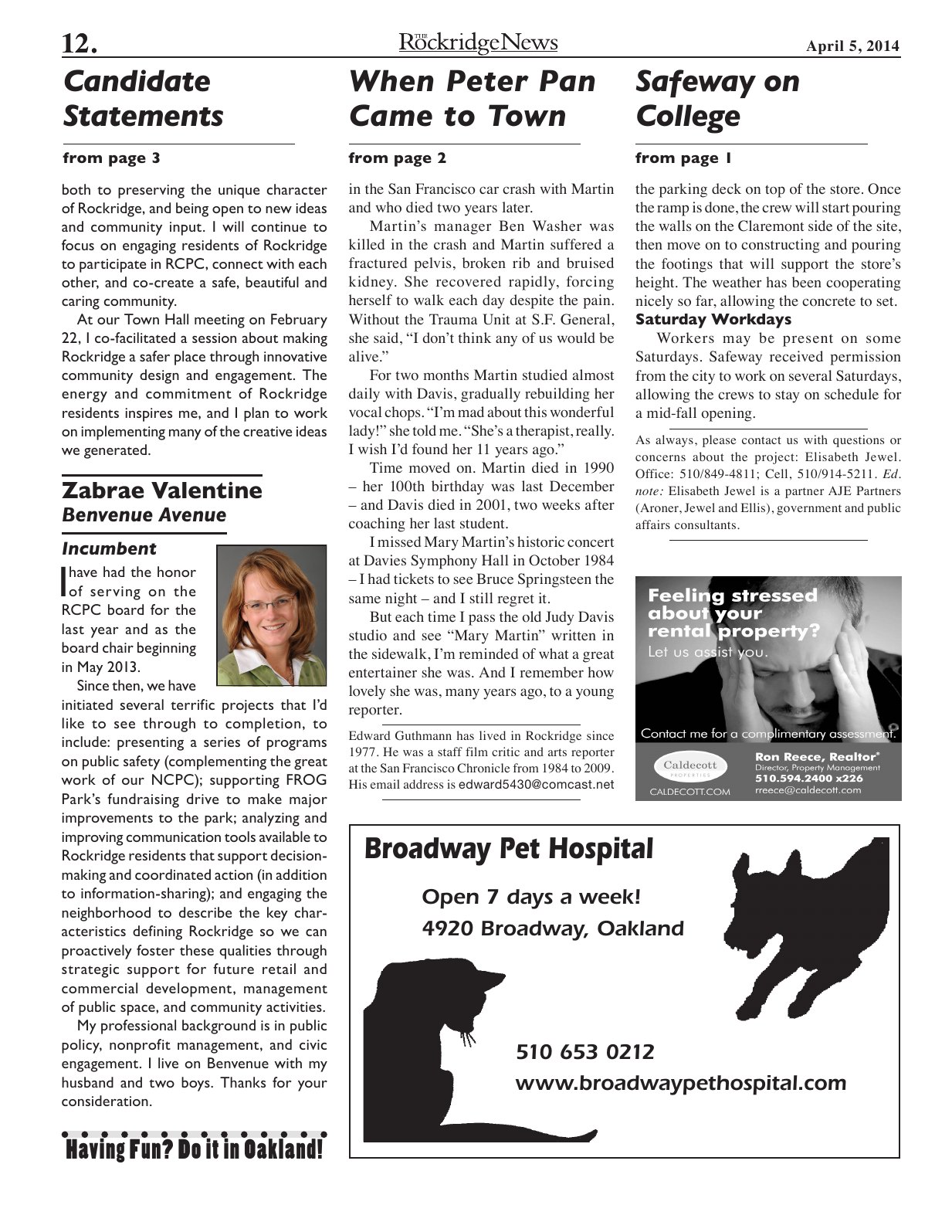 Click to zoom in The Rockridge News, April 2014, page 12