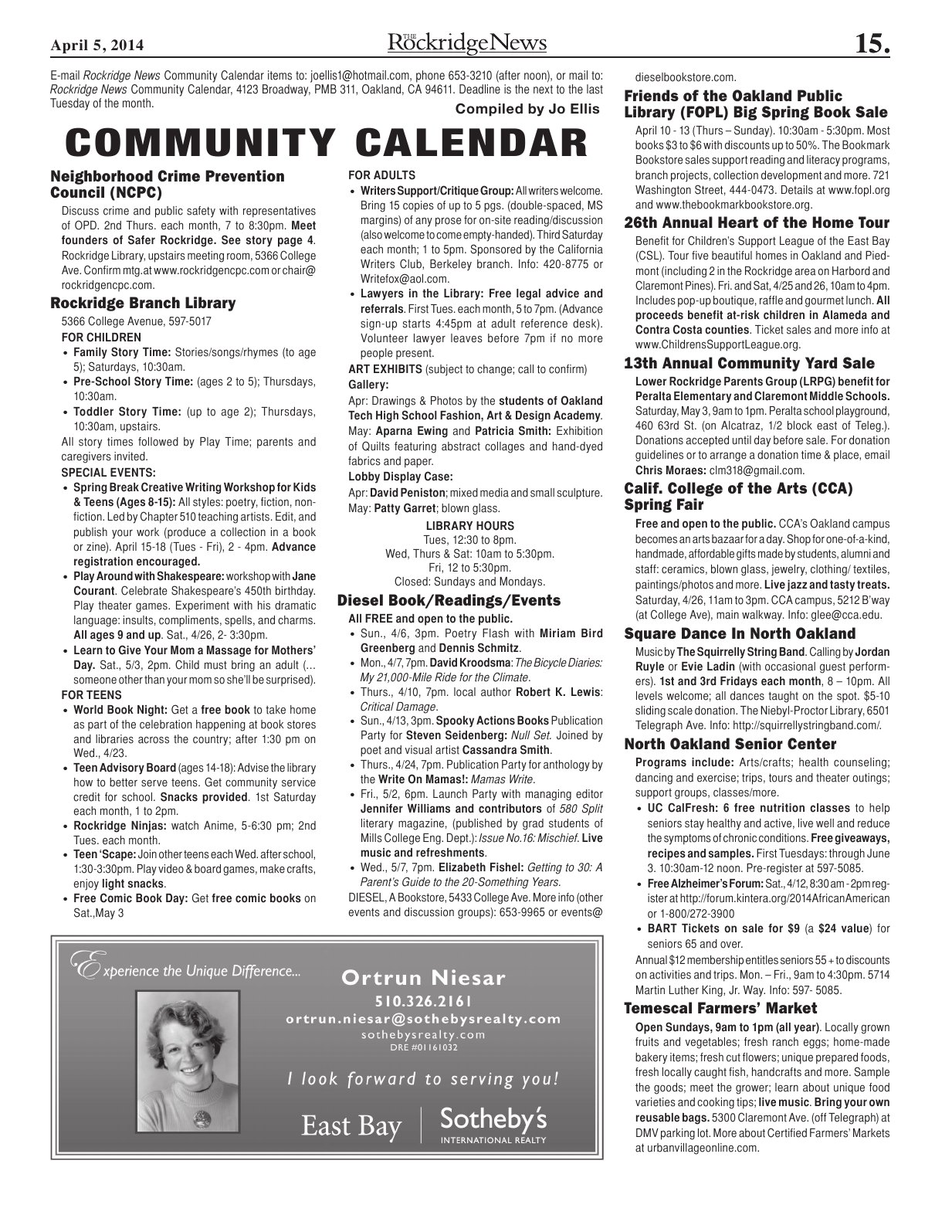 Click to zoom in The Rockridge News, April 2014, page 15