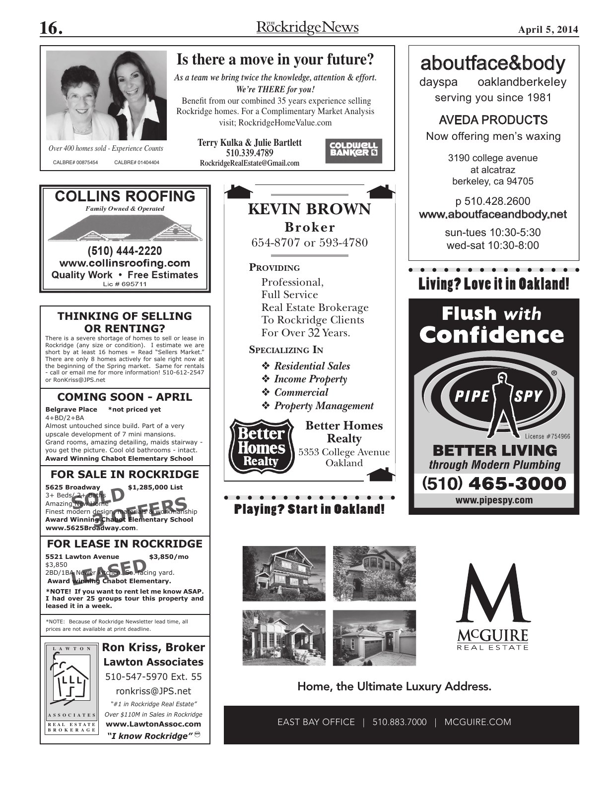 Click to zoom in The Rockridge News, April 2014, page 16