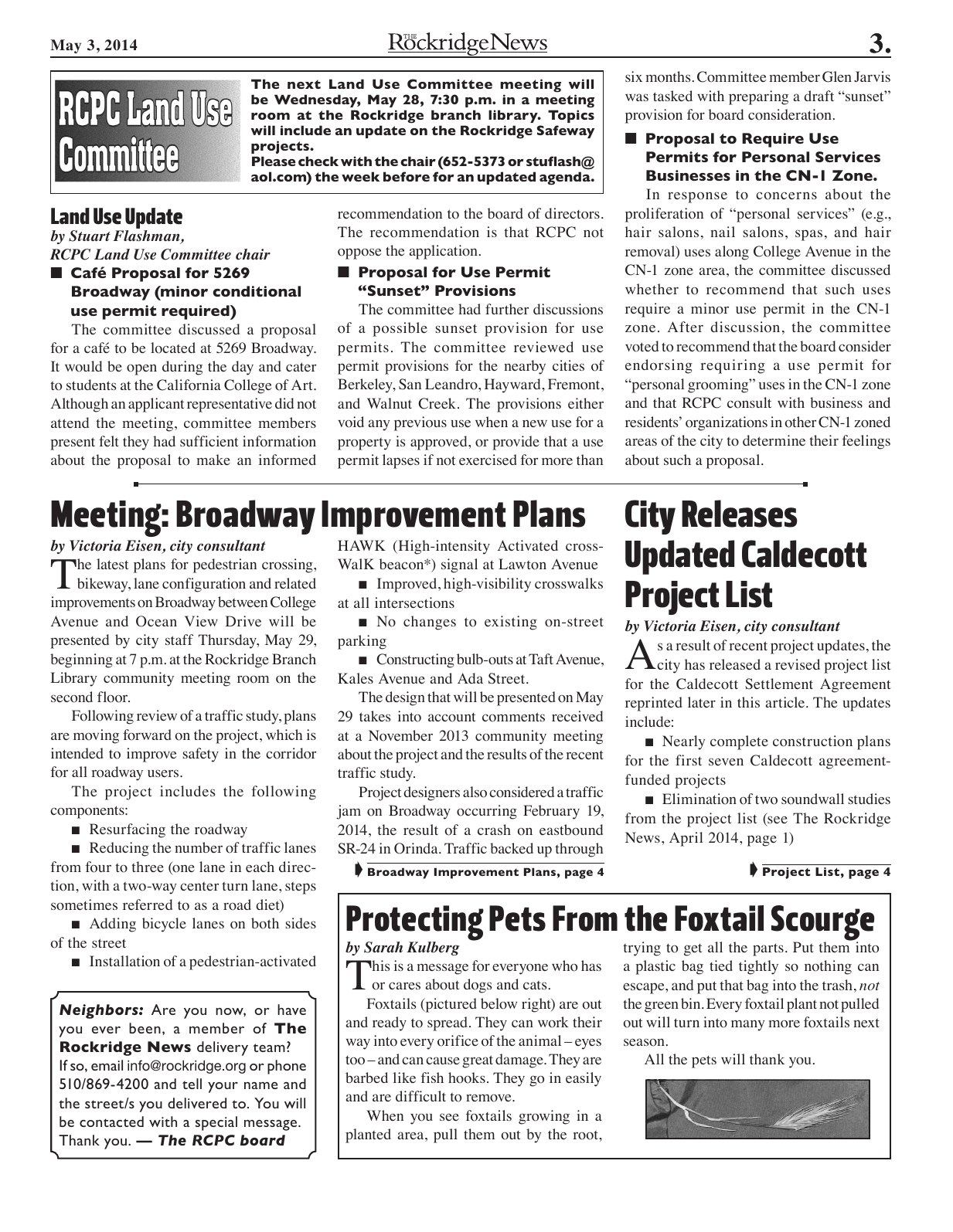 The Rockridge News, May 2014, page 3