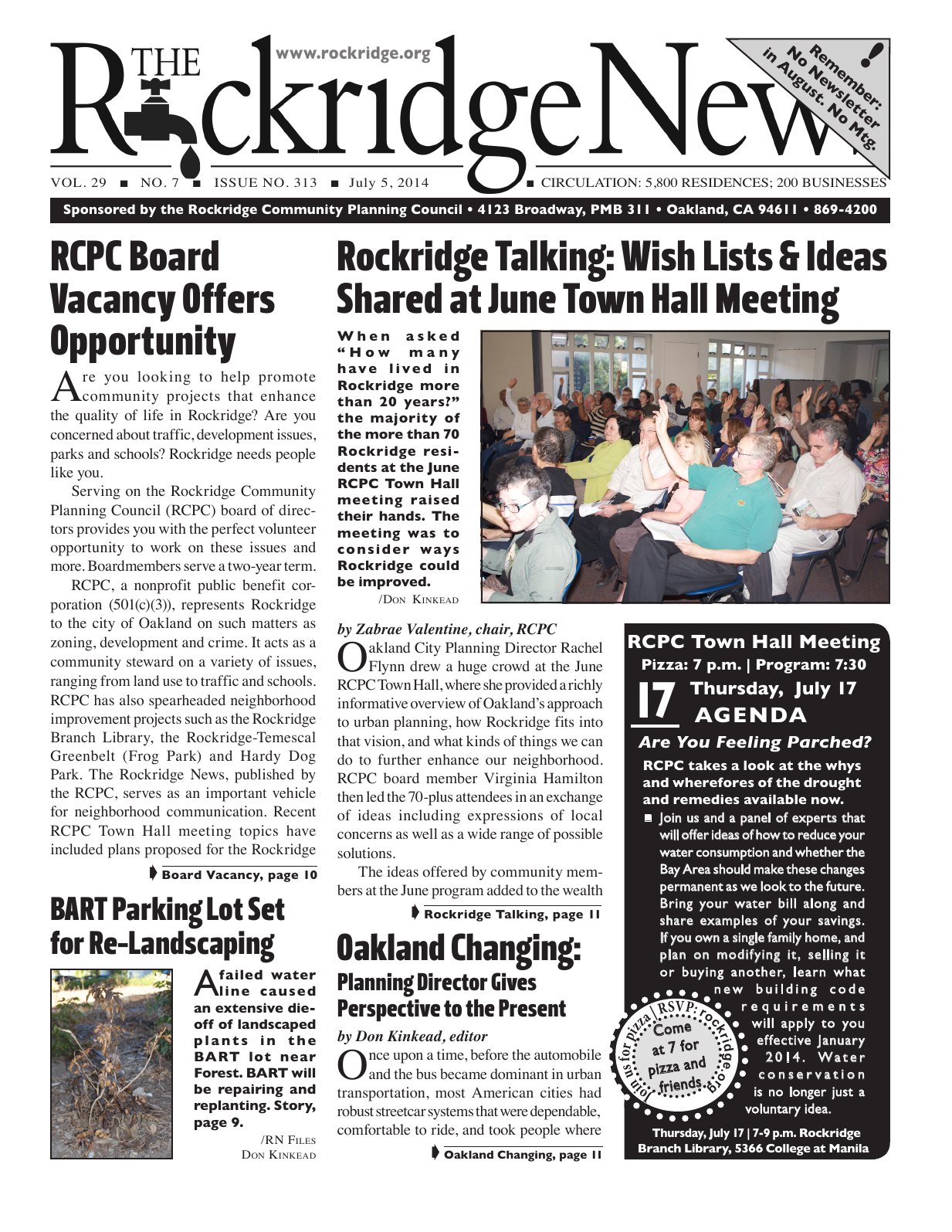 Click to zoom in The Rockridge News, July 2014, page 1