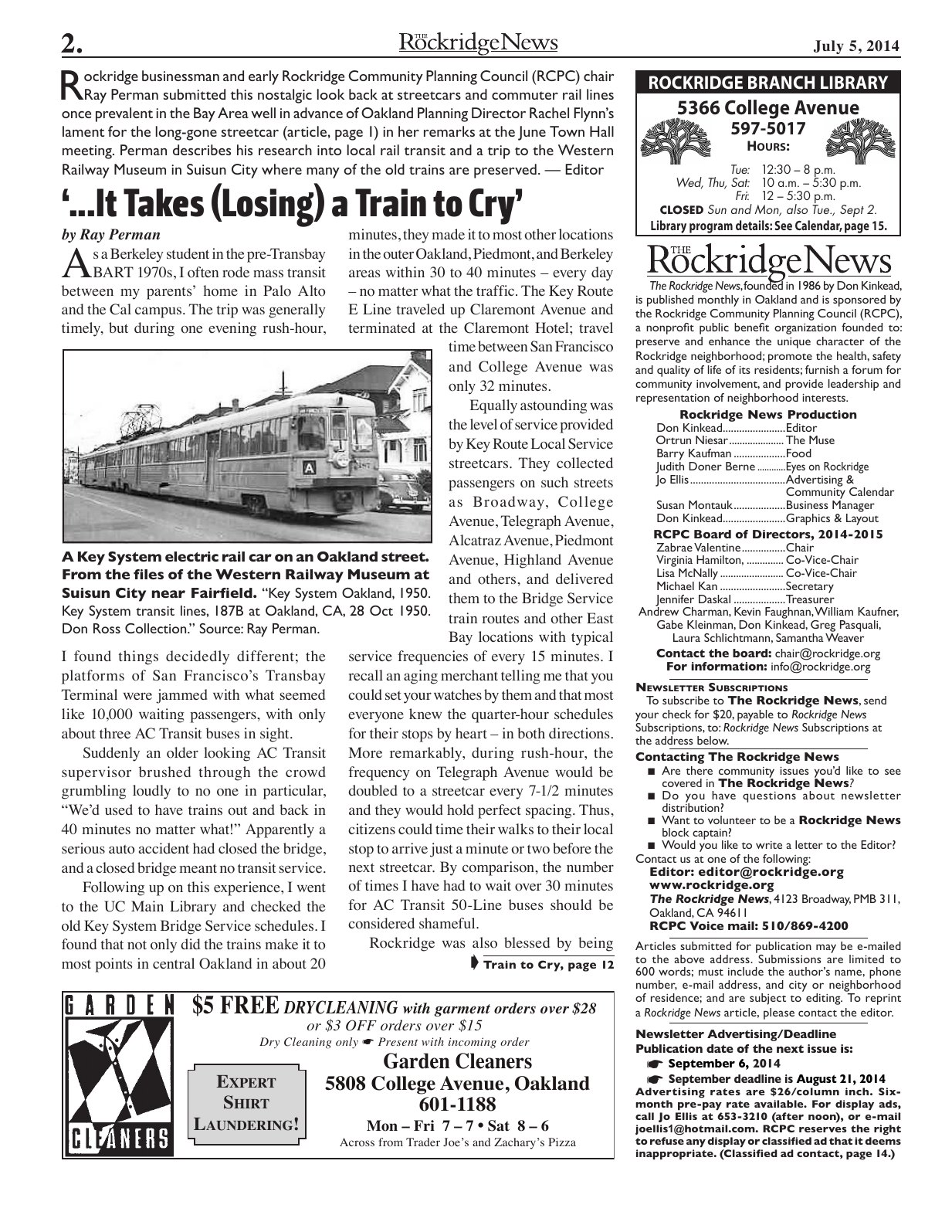Click to zoom in The Rockridge News, July 2014, page 2