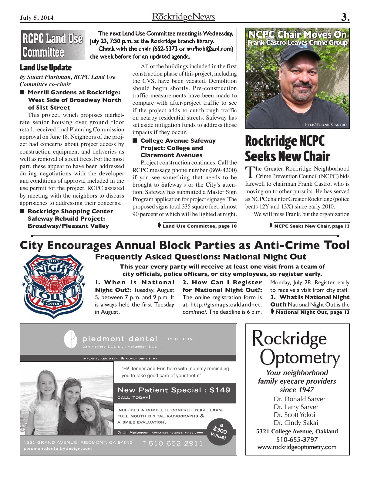 The Rockridge News, July 2014, page 3
