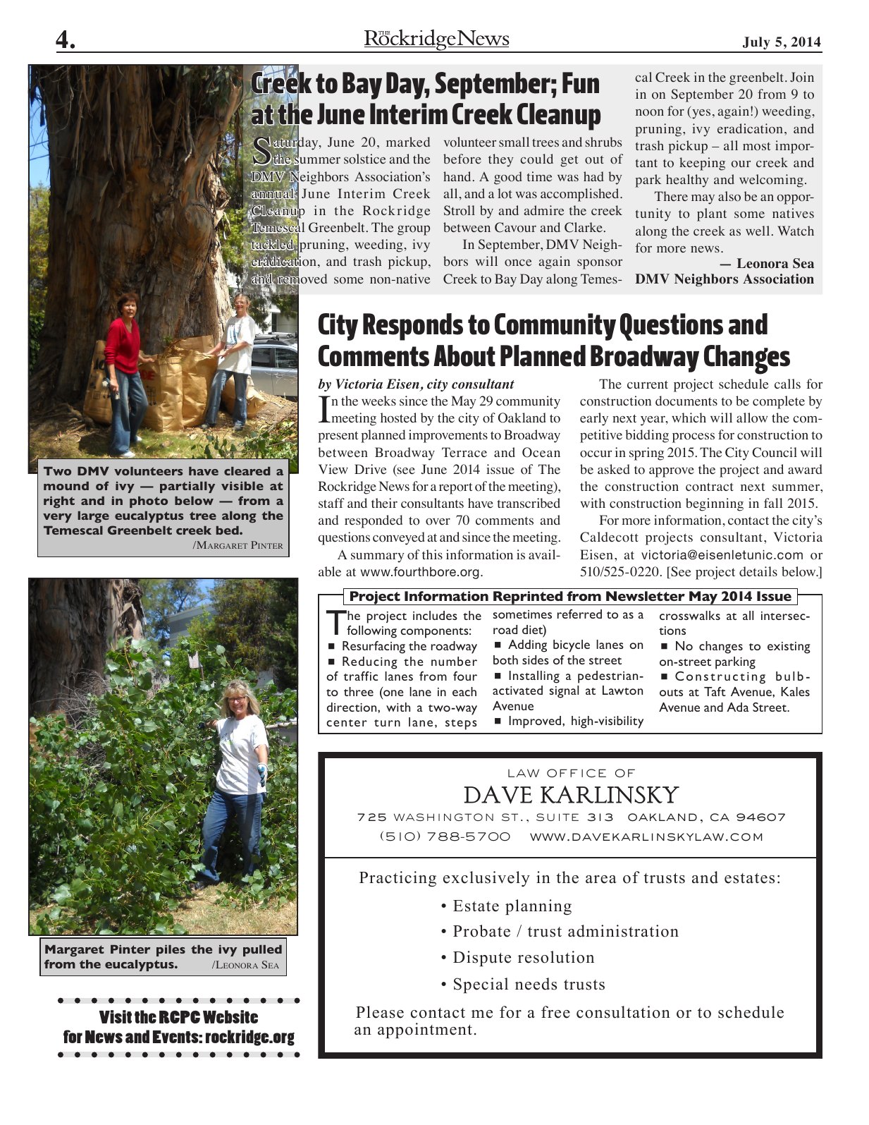 The Rockridge News, July 2014, page 4