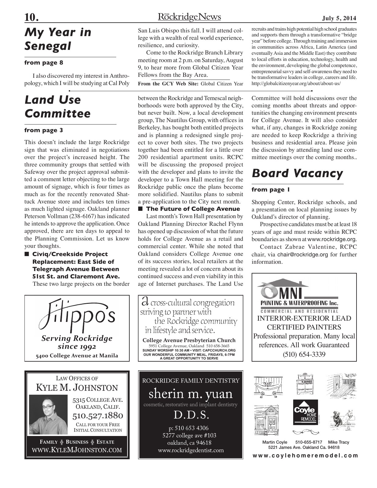 The Rockridge News, July 2014, page 10