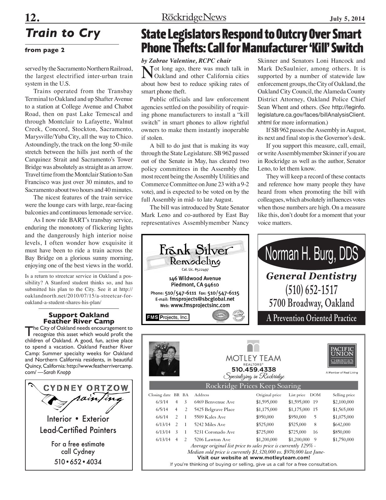 Click to zoom in The Rockridge News, July 2014, page 12