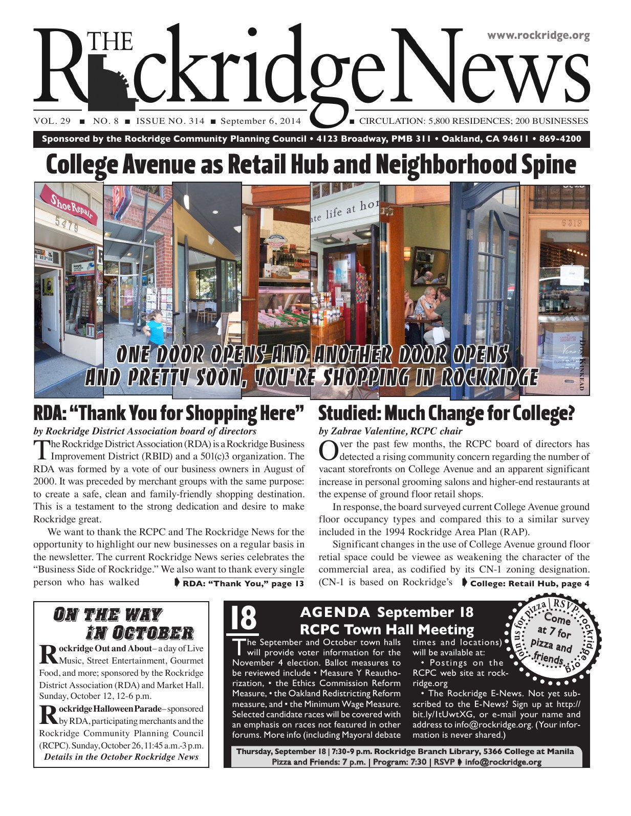 Click to zoom in The Rockridge News, September 2014, page 1