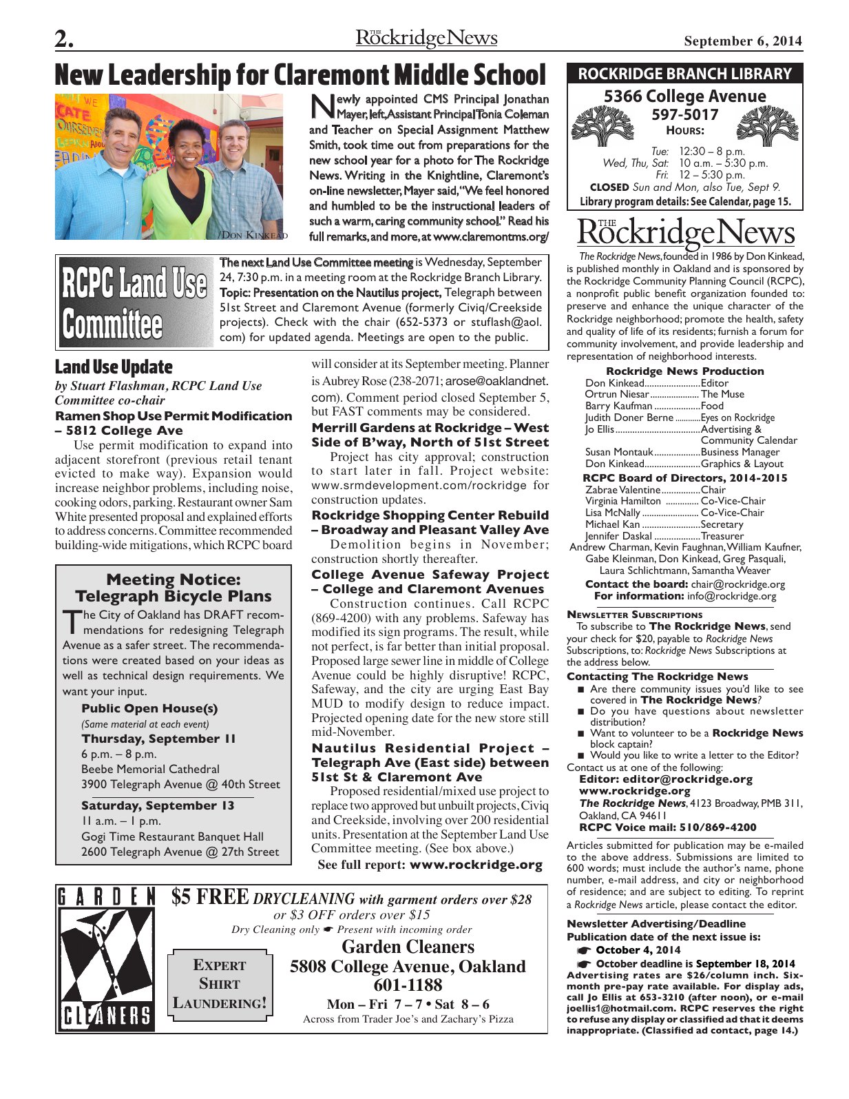 The Rockridge News, September 2014, page 2