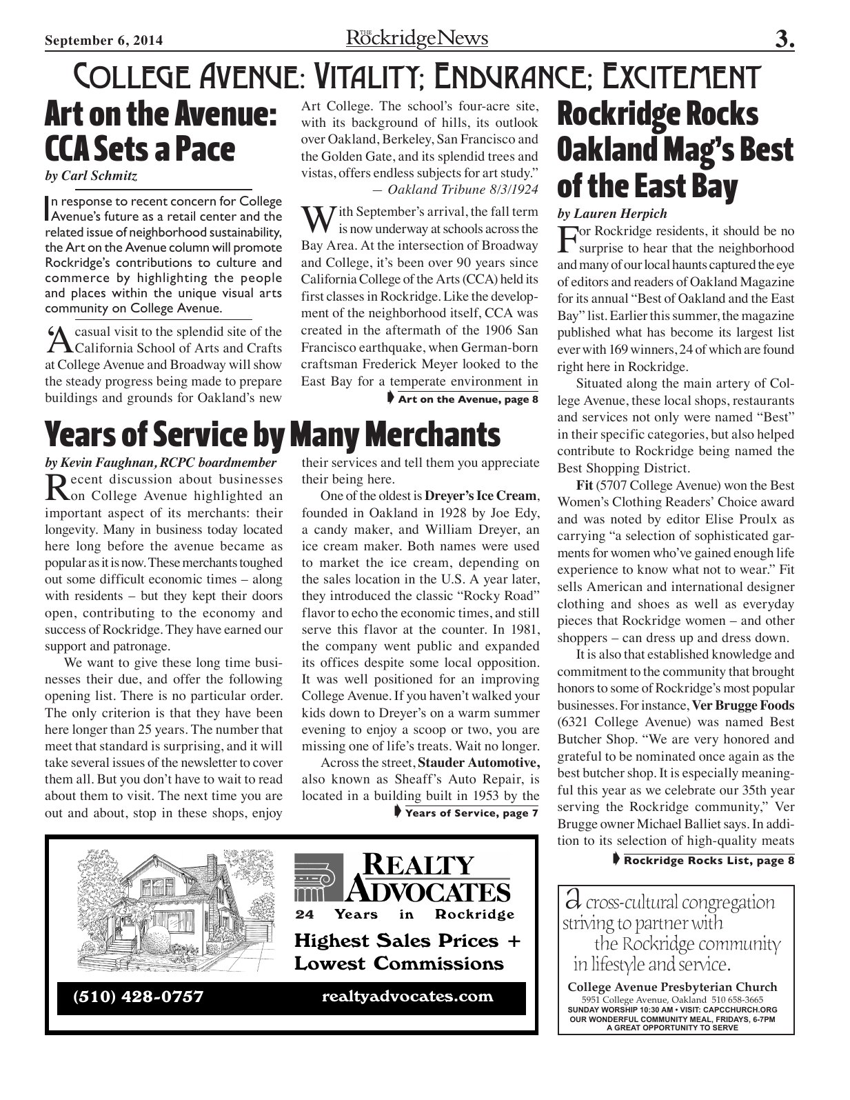 The Rockridge News, September 2014, page 3
