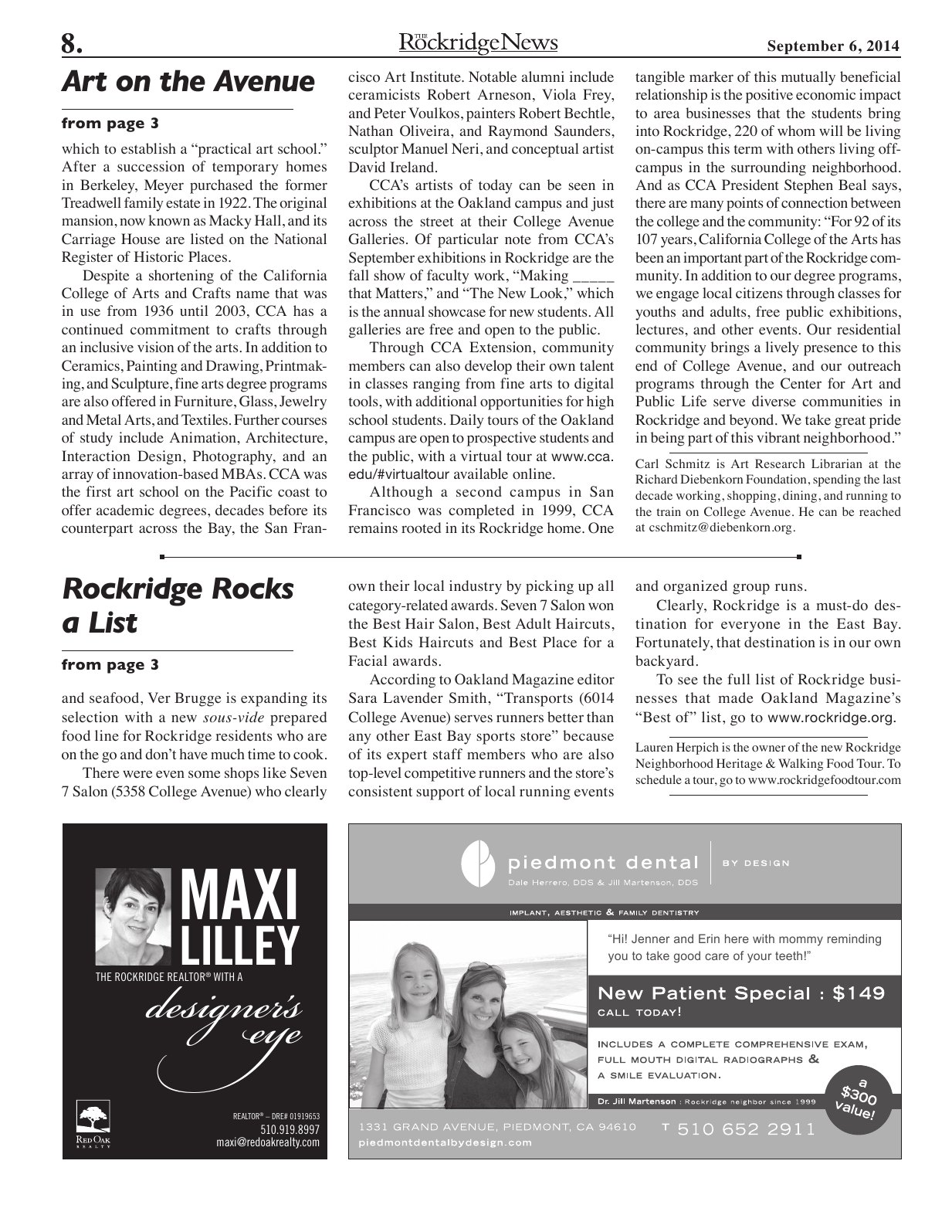 The Rockridge News, September 2014, page 8