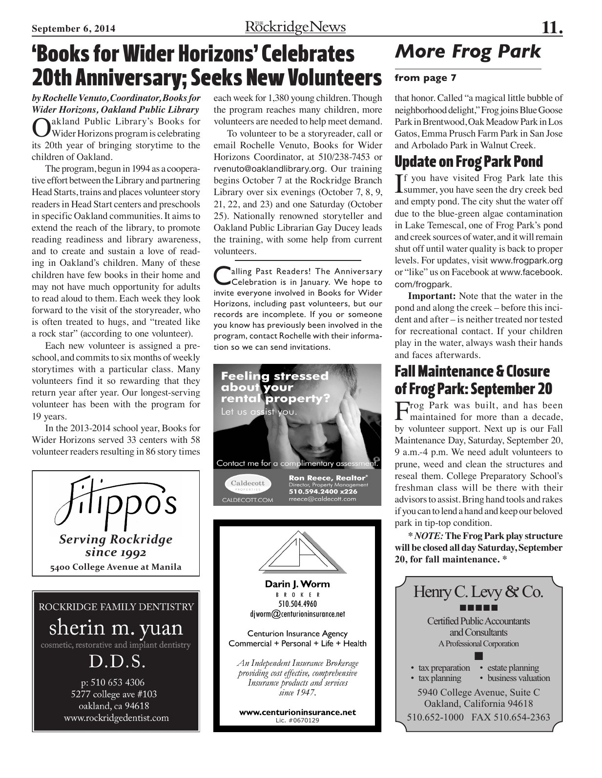 The Rockridge News, September 2014, page 11