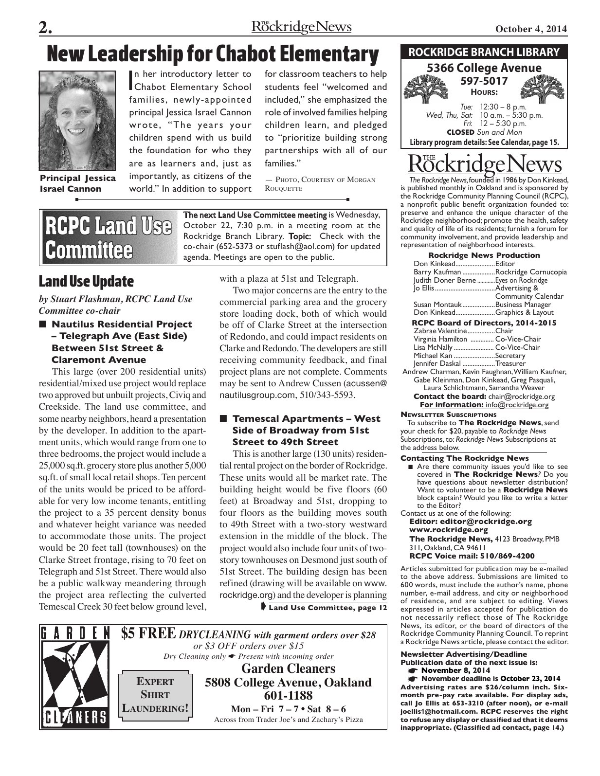 The Rockridge News, October 2014, page 2