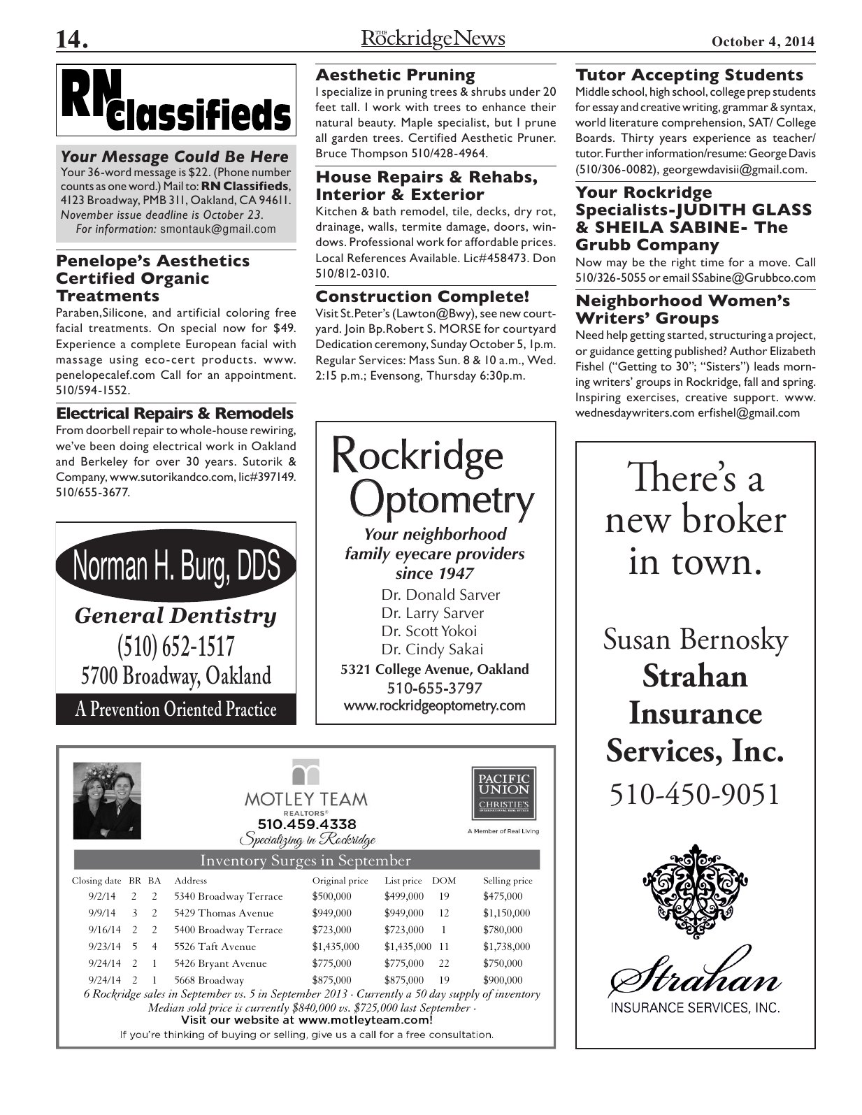 Click to zoom in The Rockridge News, October 2014, page 14