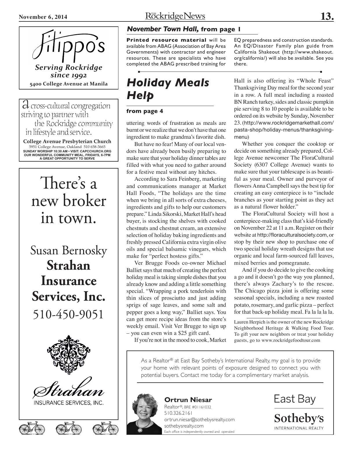 Click to zoom in The Rockridge News, November 2014, page 13