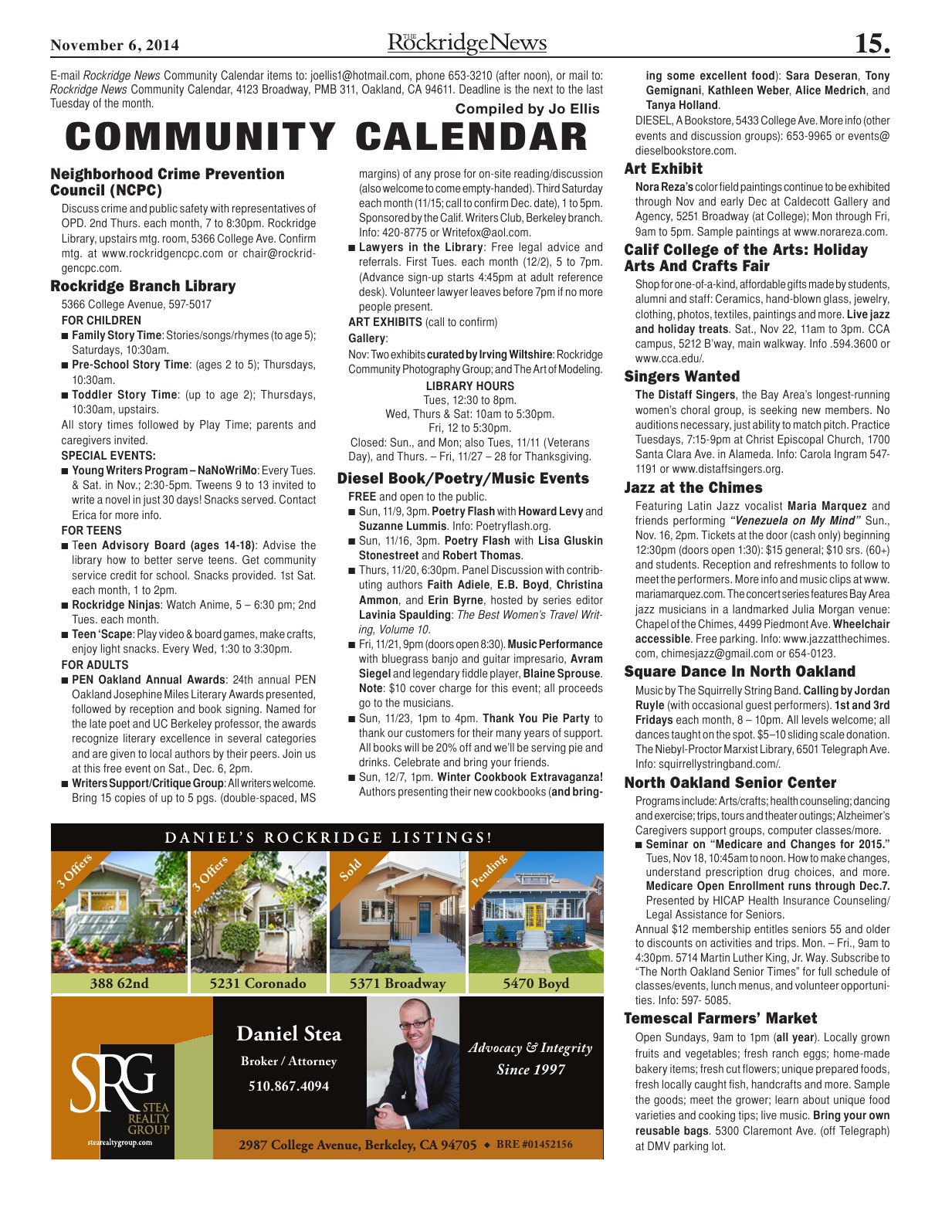 Click to zoom in The Rockridge News, November 2014, page 15