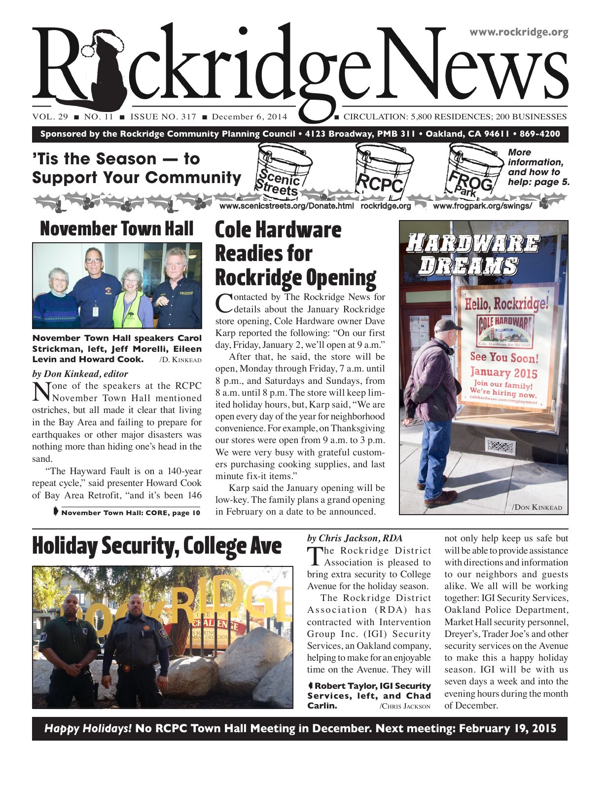 Click to zoom in The Rockridge News, December 2014, page 1