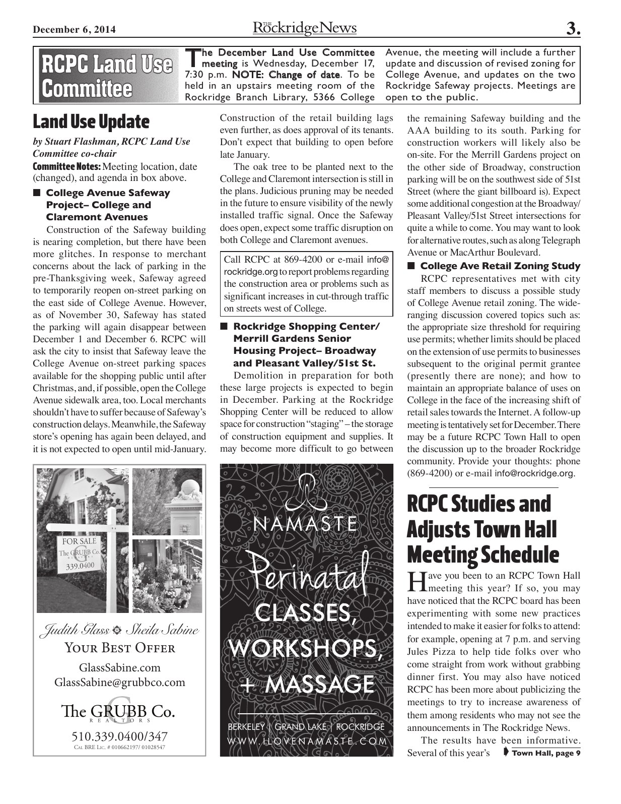 The Rockridge News, December 2014, page 3