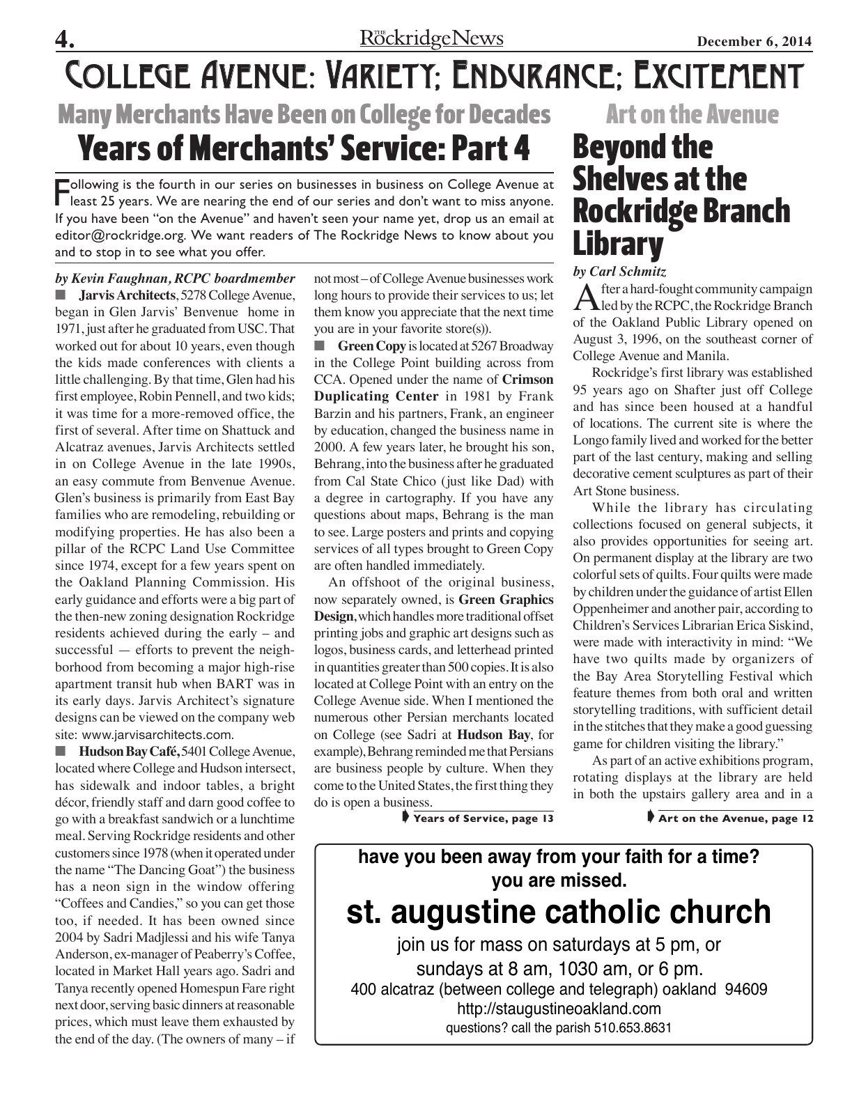 Click to zoom in The Rockridge News, December 2014, page 4