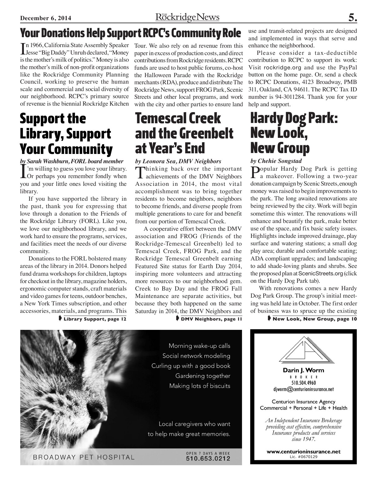 Click to zoom in The Rockridge News, December 2014, page 5
