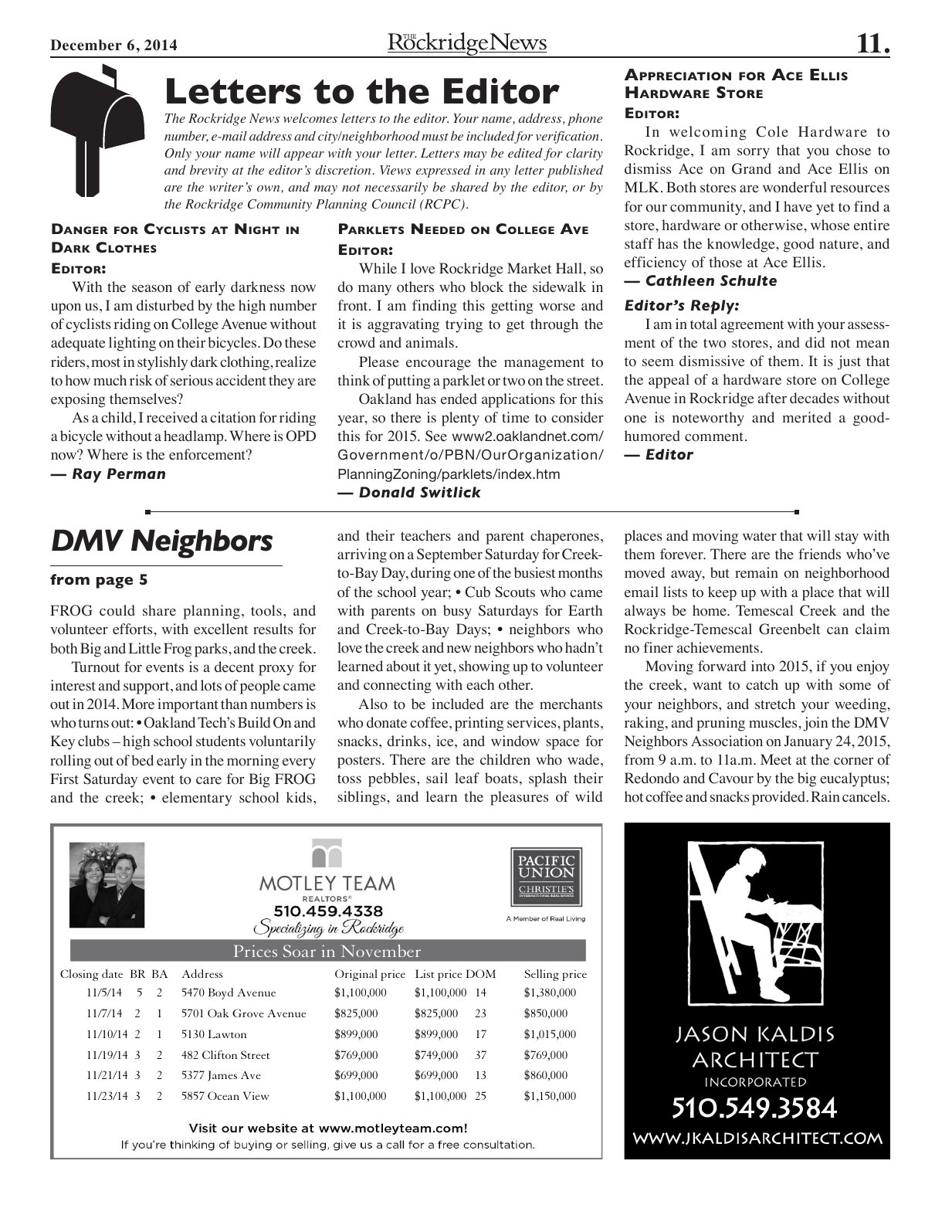 Click to zoom in The Rockridge News, December 2014, page 11