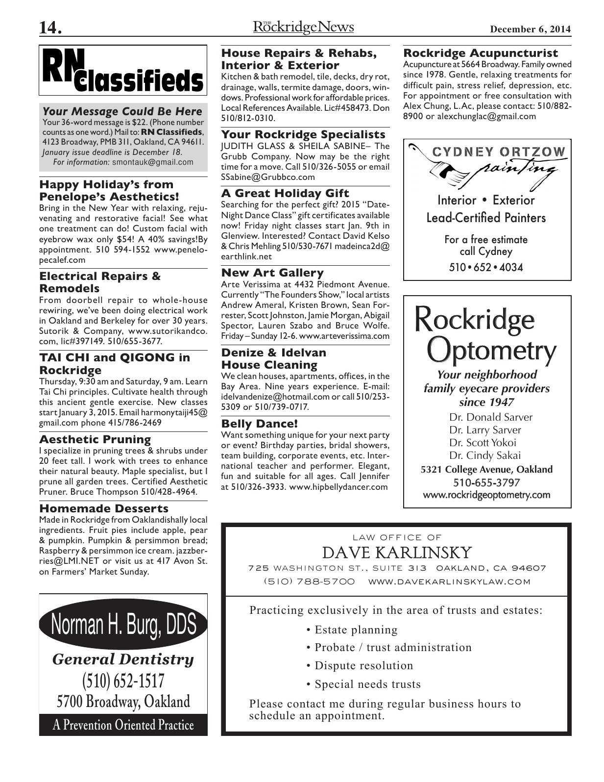 Click to zoom in The Rockridge News, December 2014, page 14