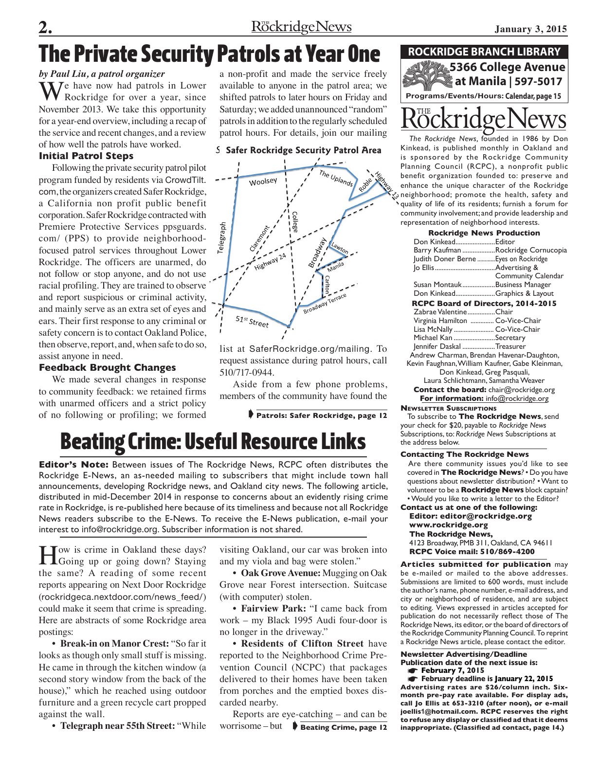Click to zoom in The Rockridge News, January 2015, page 2