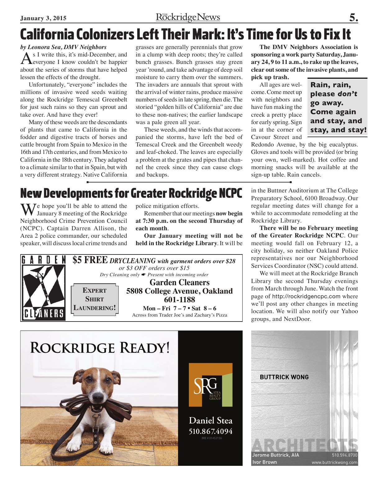 Click to zoom in The Rockridge News, January 2015, page 5