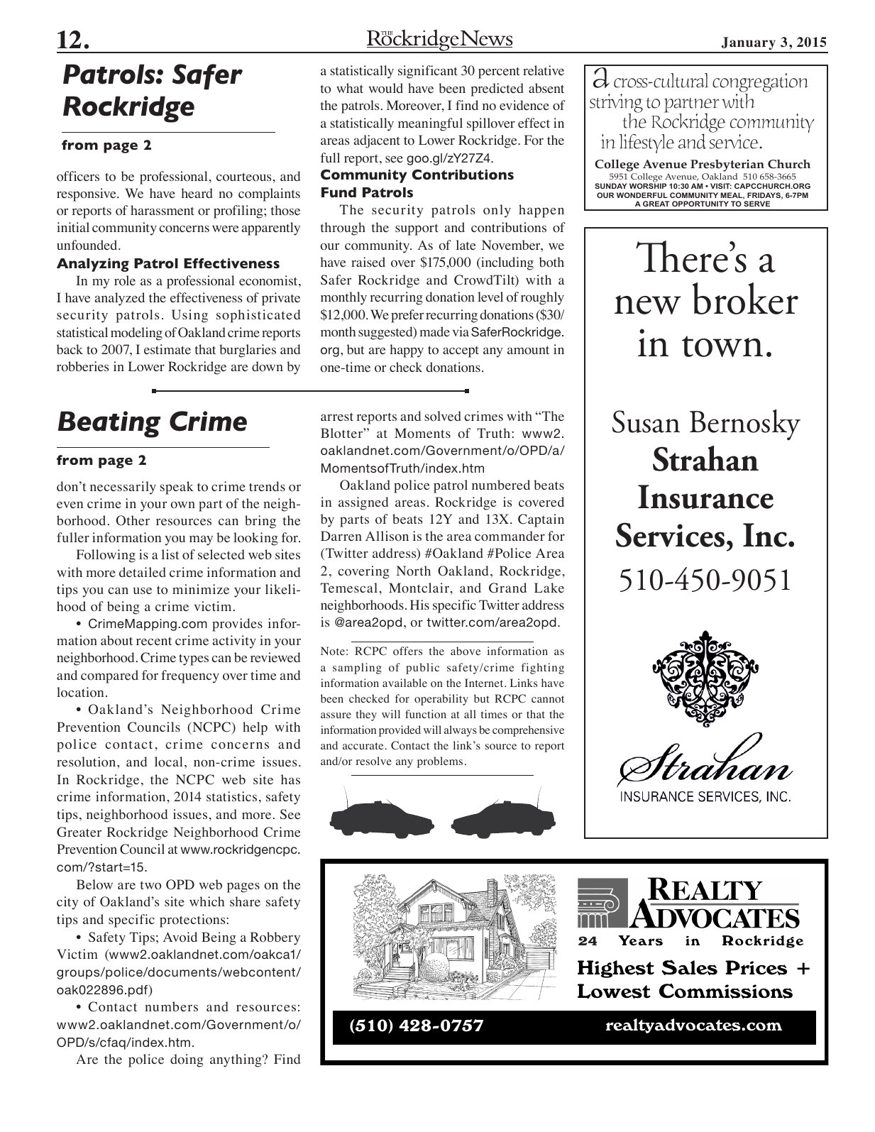Click to zoom in The Rockridge News, January 2015, page 12