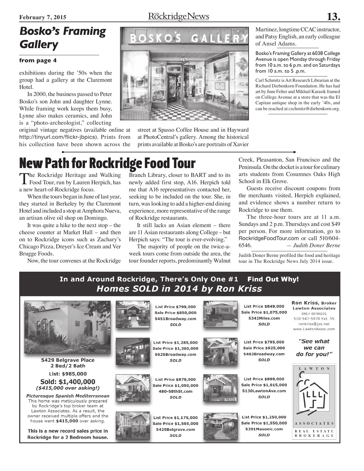 Click to zoom in The Rockridge News, February 2015, page 13