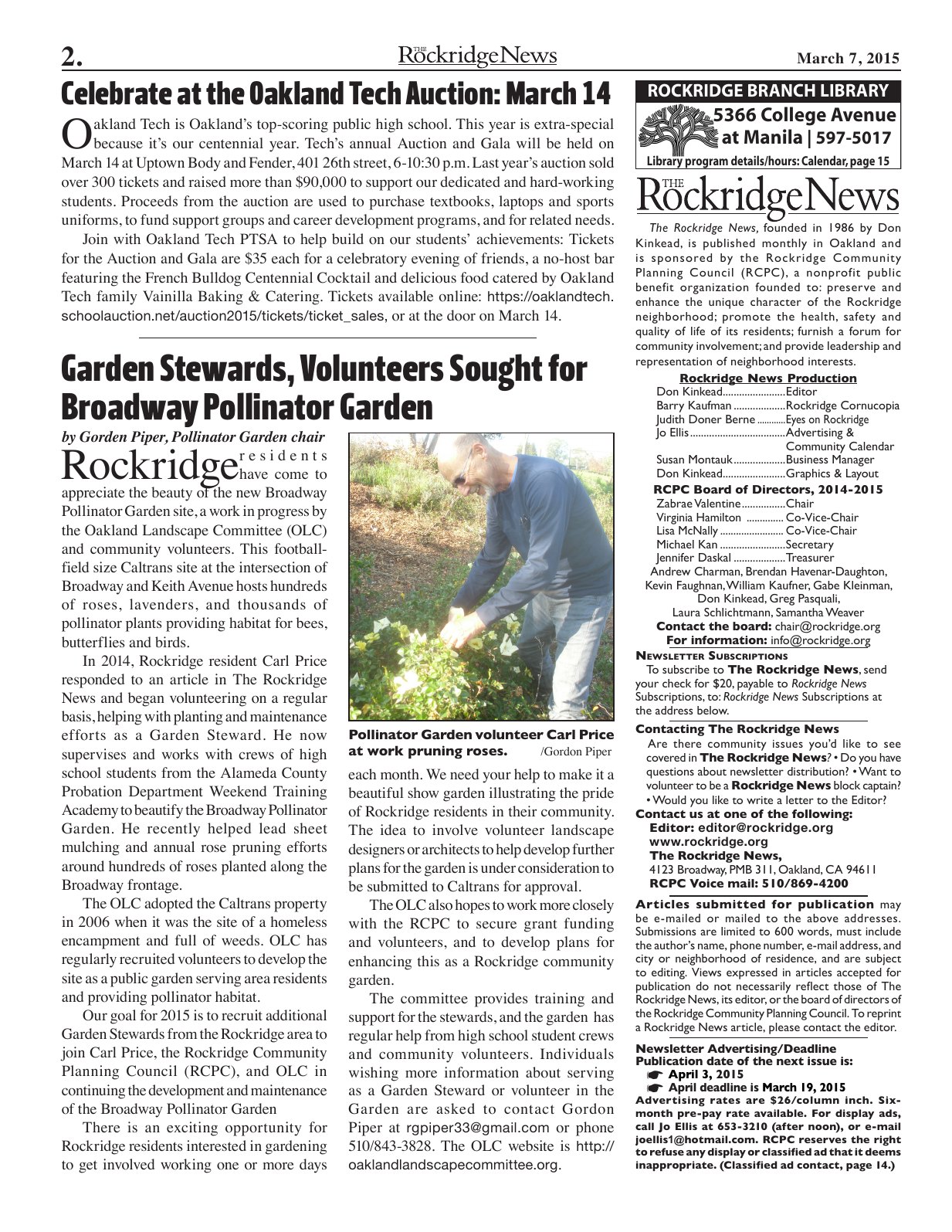 Click to zoom in The Rockridge News, March 2015, page 2