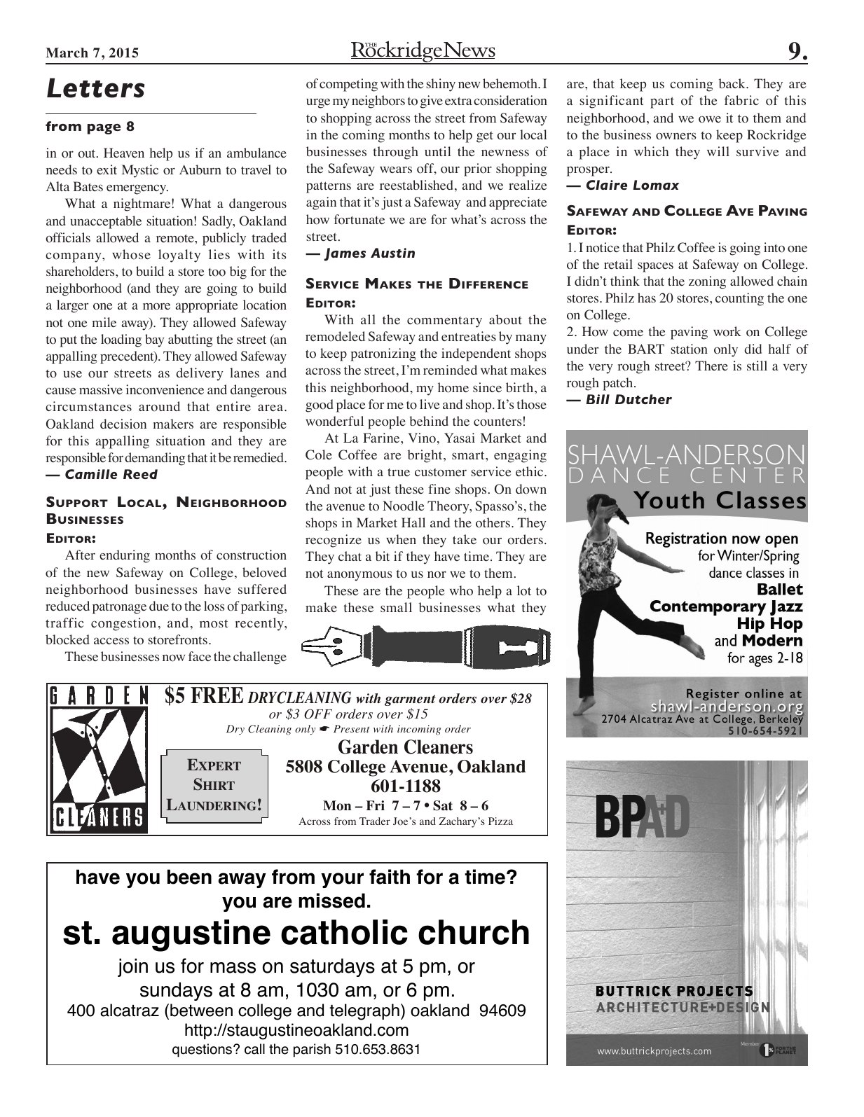 Click to zoom in The Rockridge News, March 2015, page 9