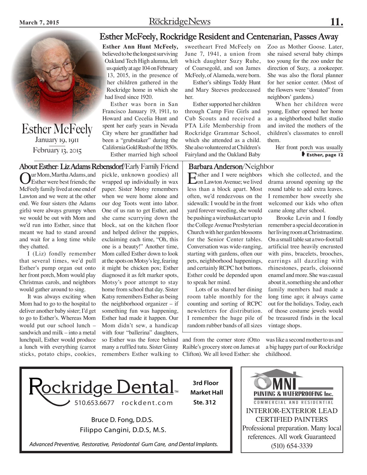Click to zoom in The Rockridge News, March 2015, page 11