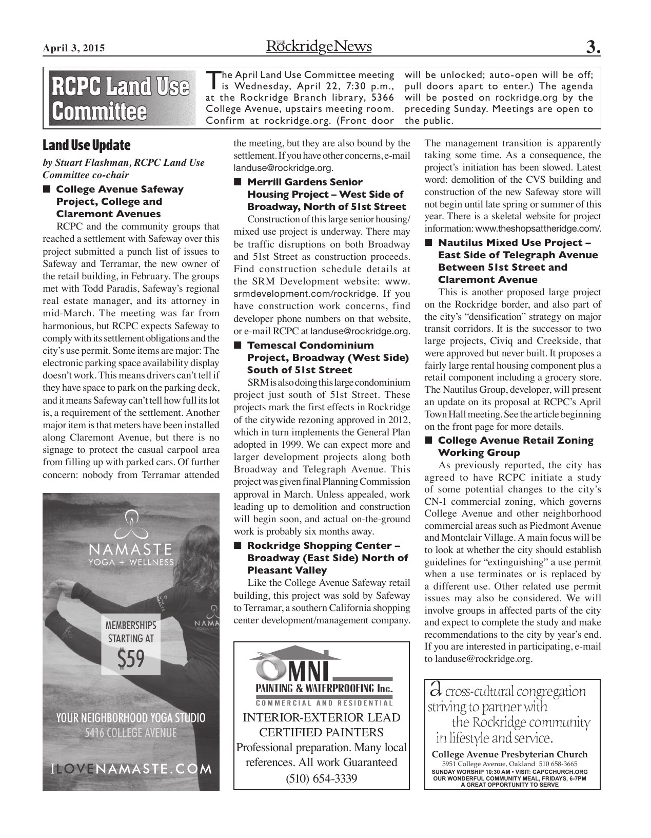 The Rockridge News, April 2015, page 3