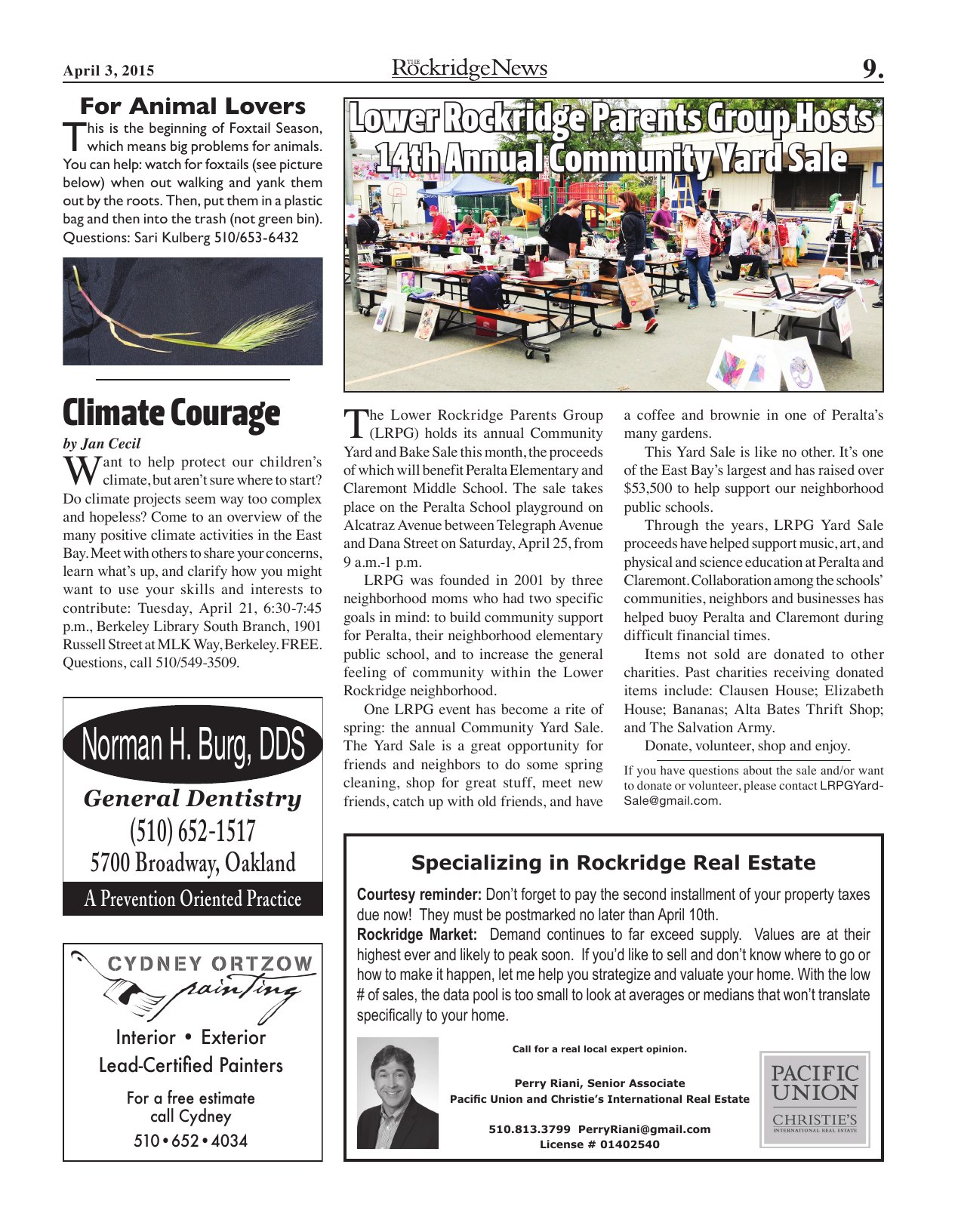 Click to zoom in The Rockridge News, April 2015, page 9