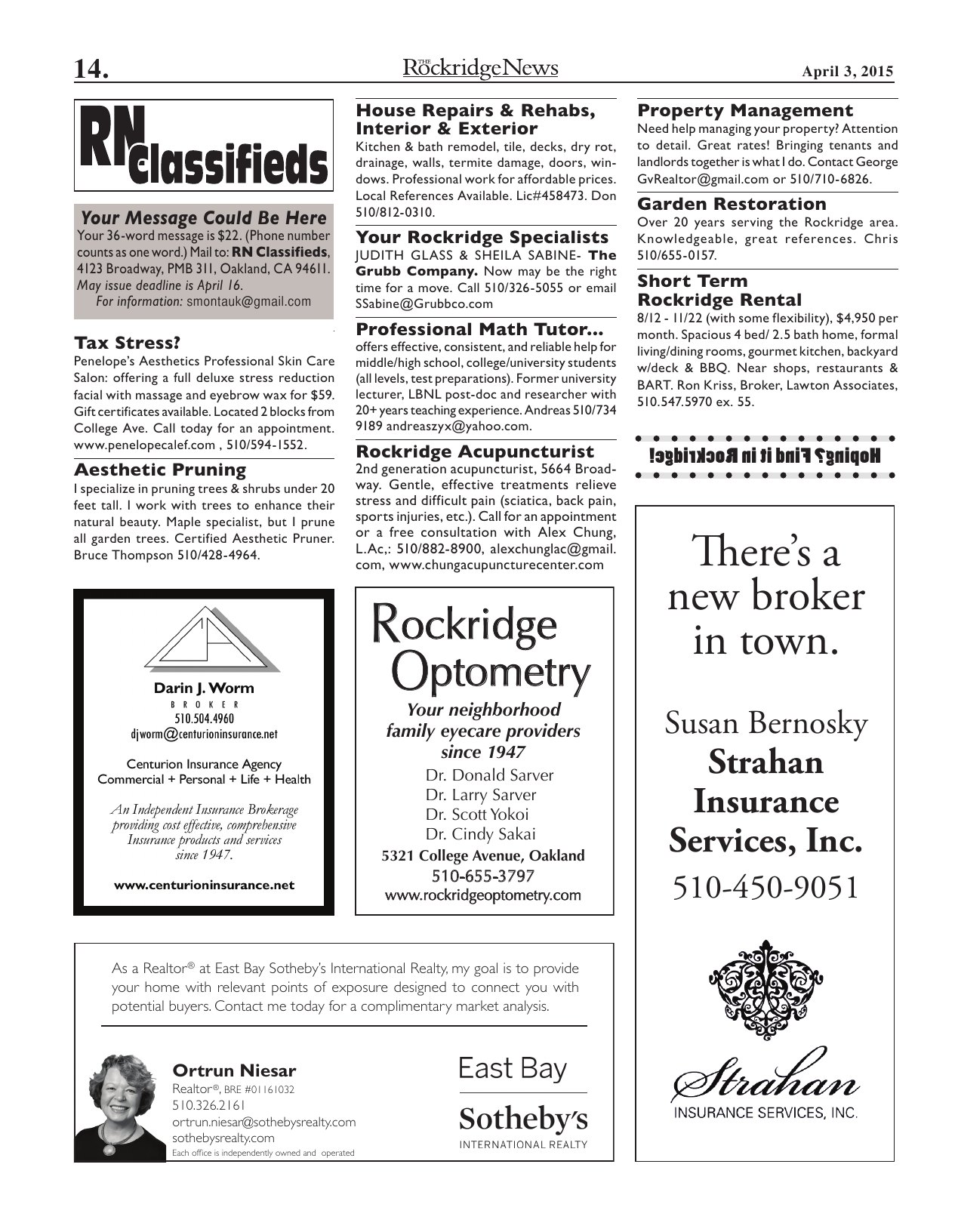 Click to zoom in The Rockridge News, April 2015, page 14