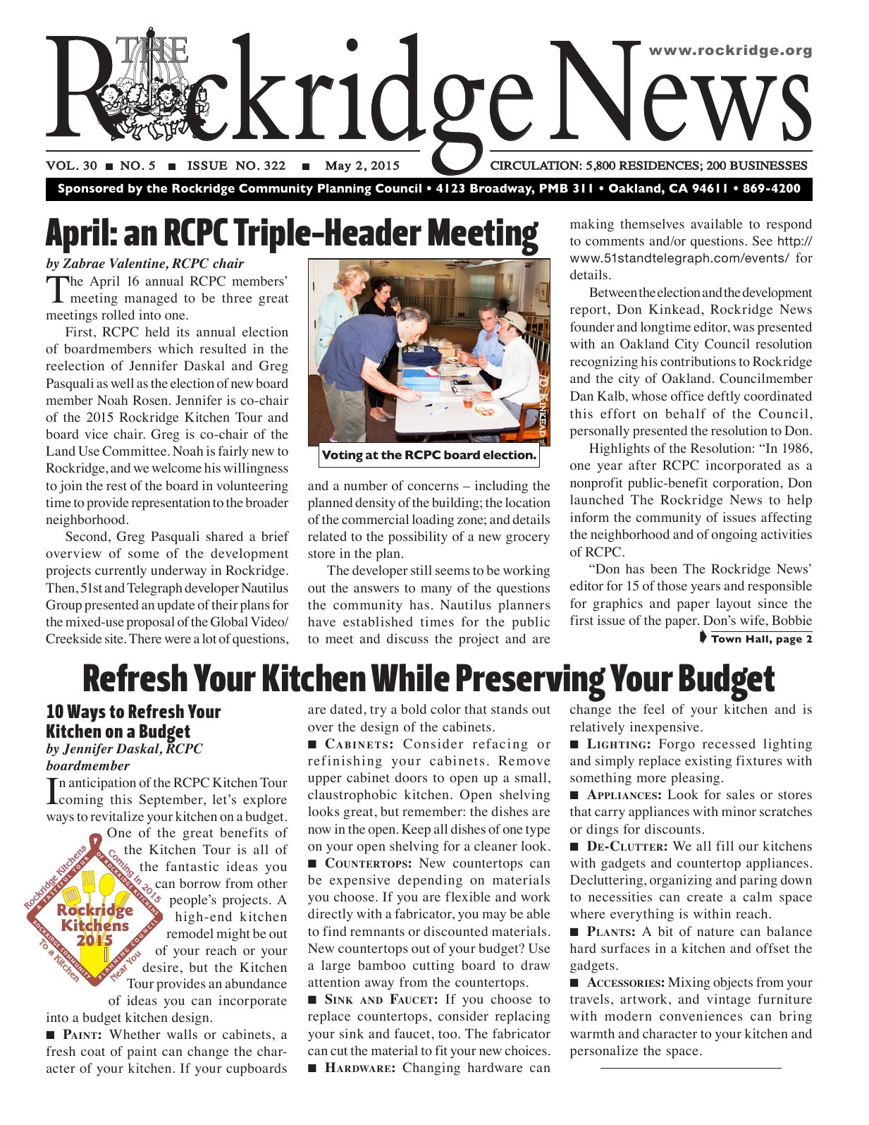 Click to zoom in The Rockridge News, May 2015, page 1