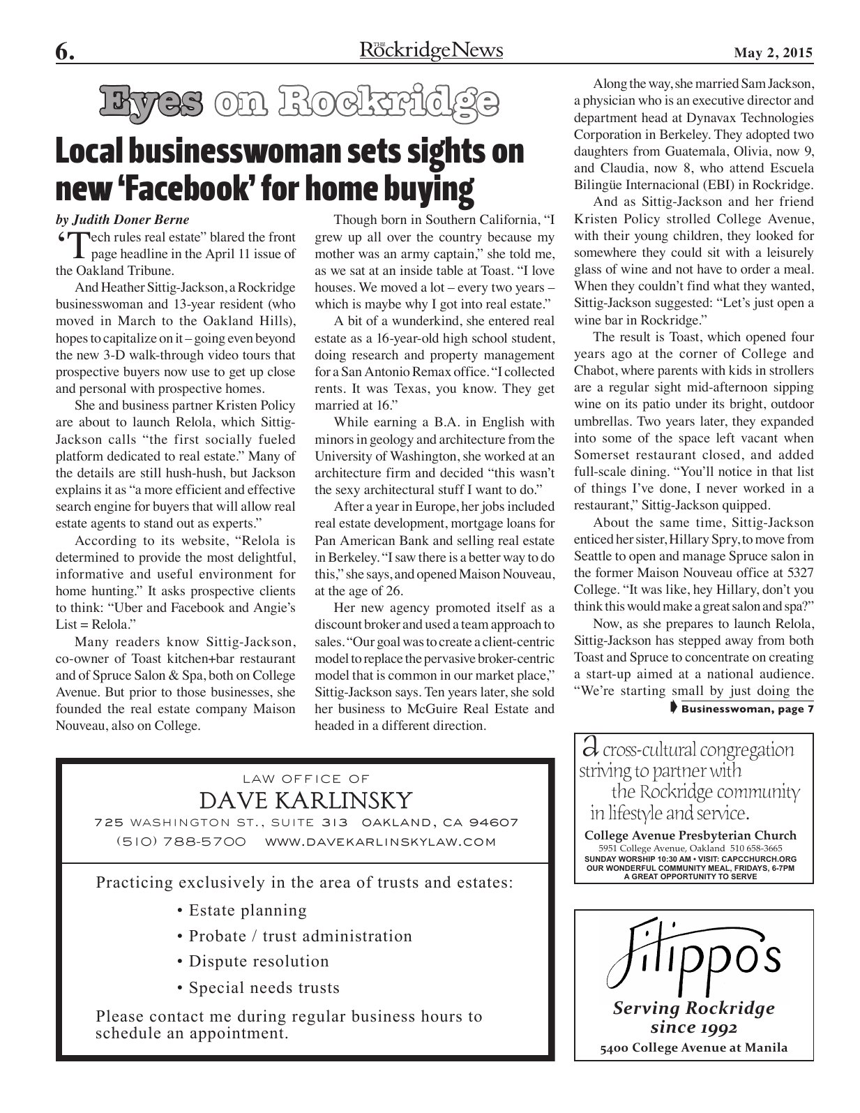 Click to zoom in The Rockridge News, May 2015, page 6