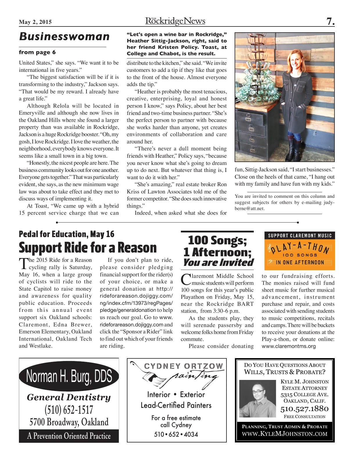 Click to zoom in The Rockridge News, May 2015, page 7