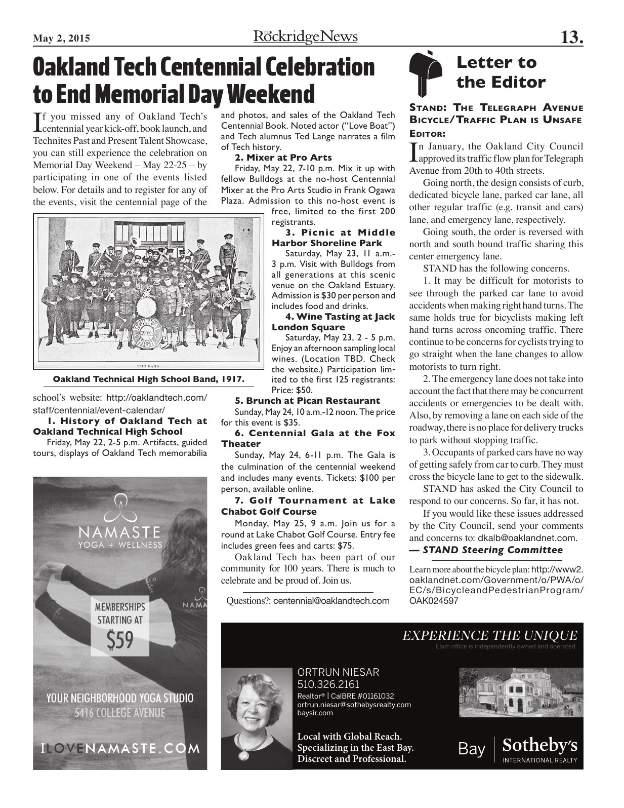Click to zoom in The Rockridge News, May 2015, page 13