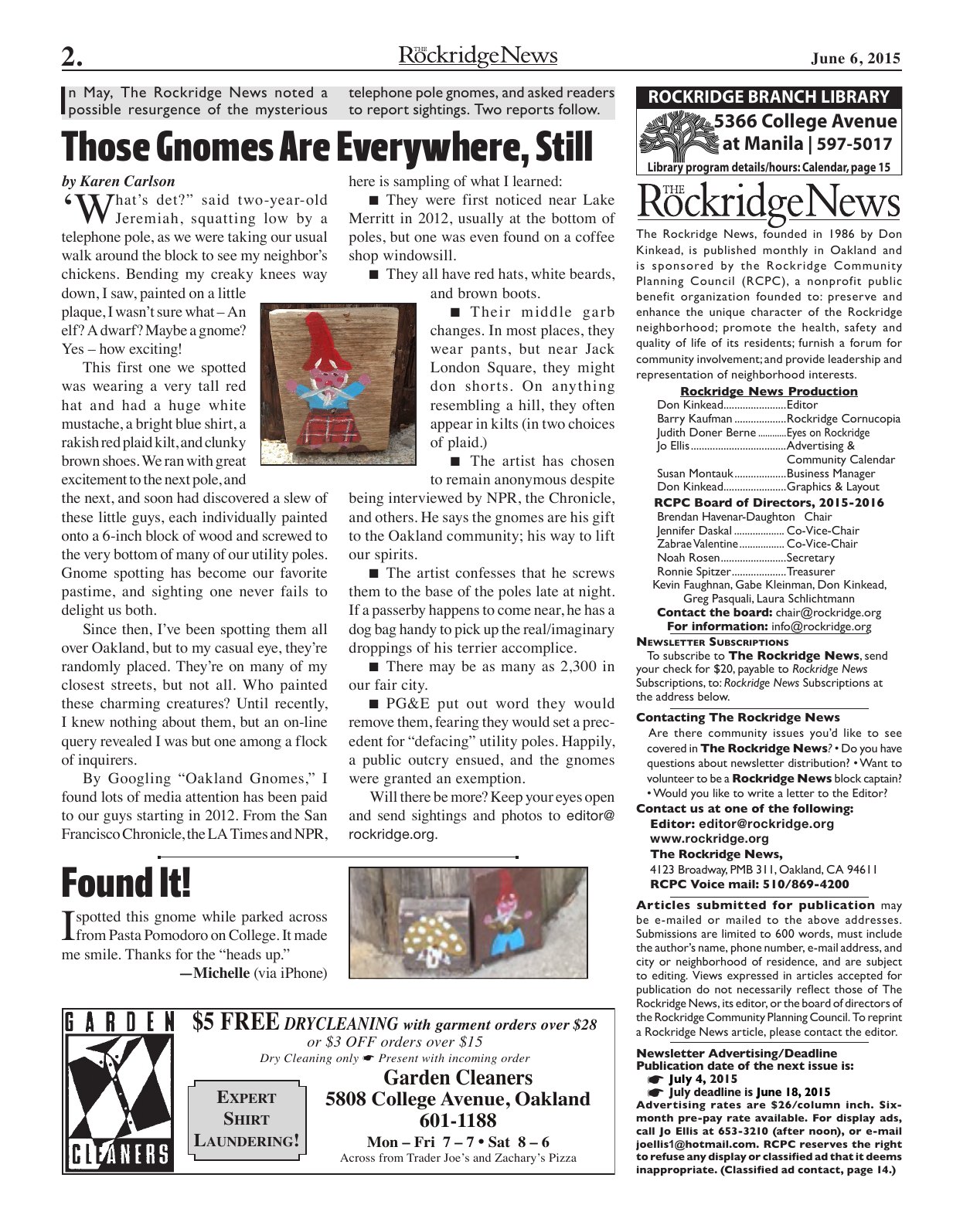 Click to zoom in The Rockridge News, June 2015, page 2