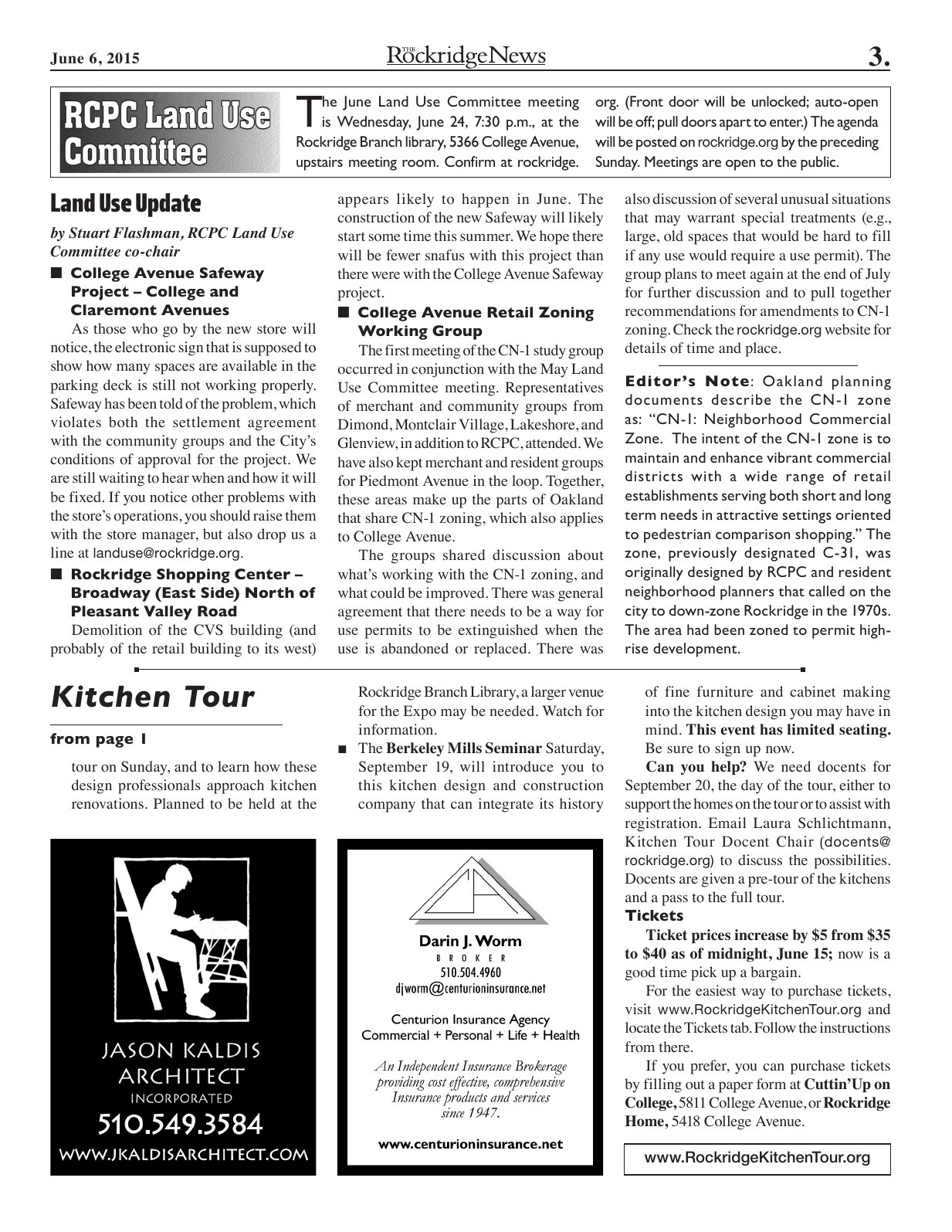 The Rockridge News, June 2015, page 3