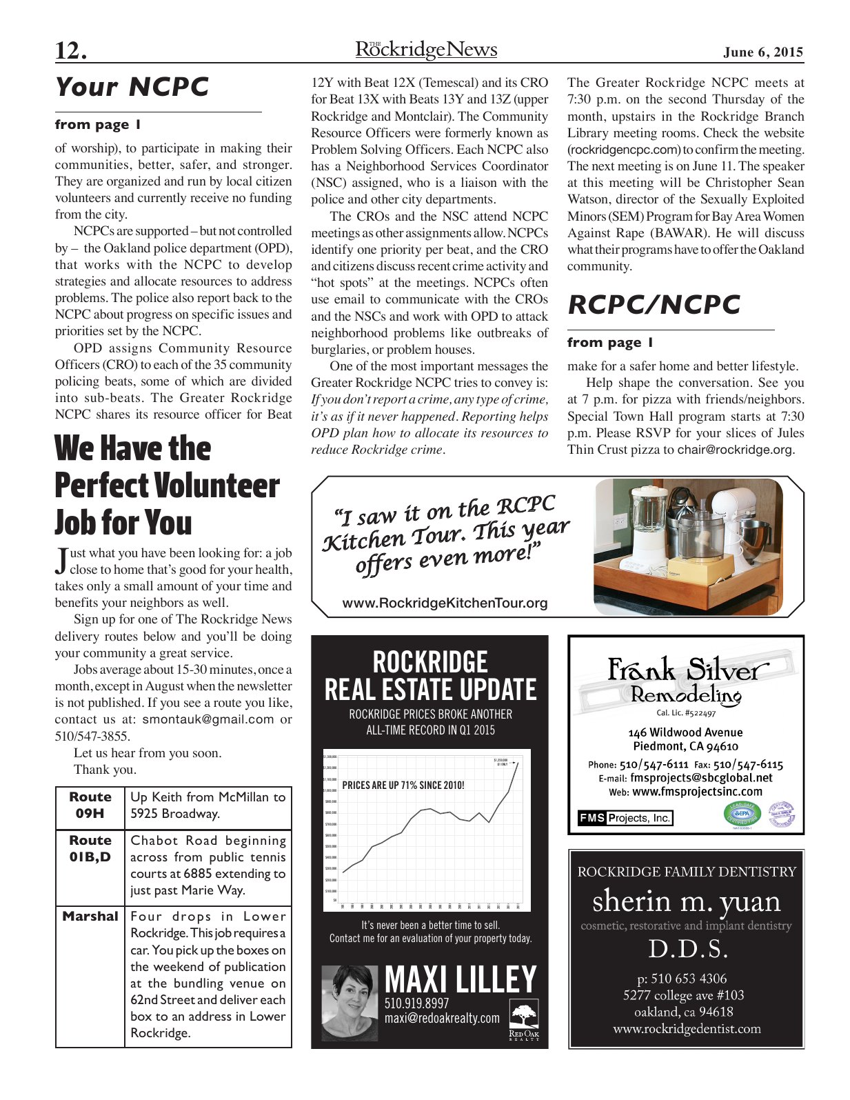 Click to zoom in The Rockridge News, June 2015, page 12