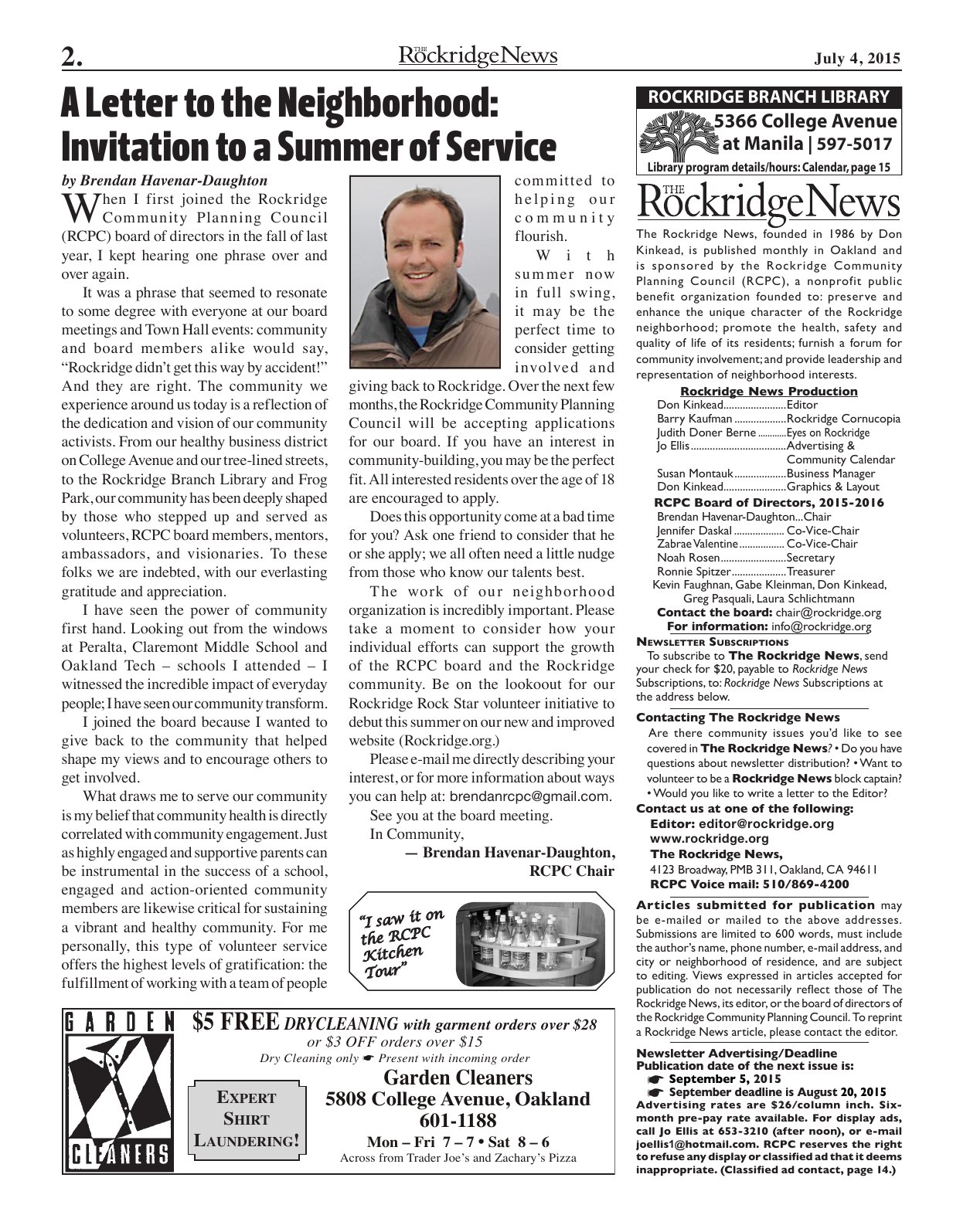 Click to zoom in The Rockridge News, July 2015, page 2