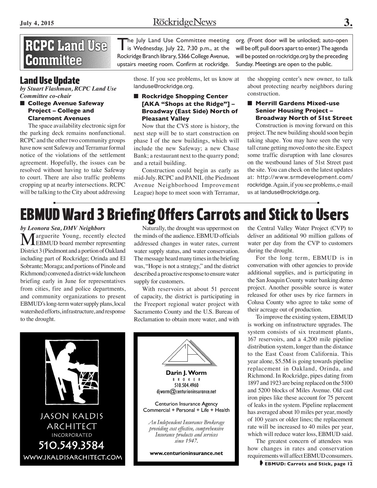 The Rockridge News, July 2015, page 3